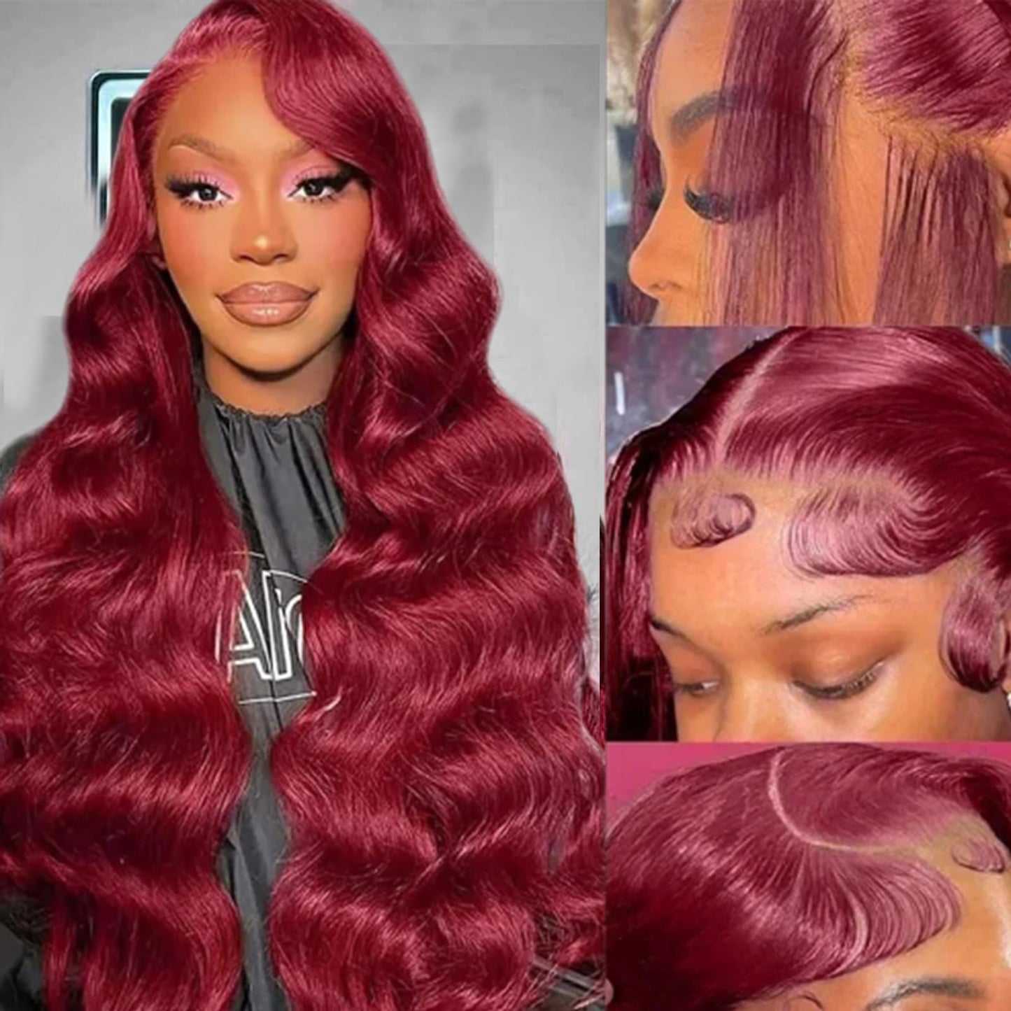 28 Inch 99j Burgundy Lace Front Wigs Human Hair Red Burgundy Wig 180% Density 13x6 Body Wave Lace Front Wigs Pre Plucked Glueless Lace Front Wigs Human Hair for Women