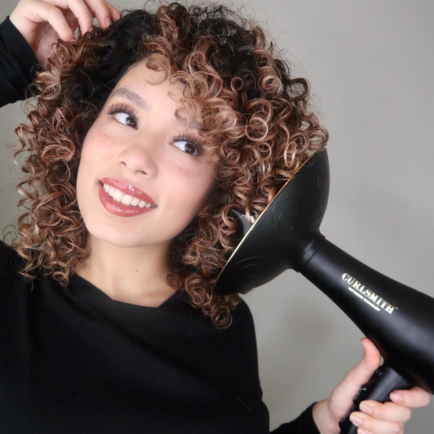 Curlsmith Defrizzion Hair Dryer - for Curly Hair w/Extra Large 8" Diffuser for Fast Drying, 2 Speeds, 3 Heat Settings, Sustained Cool Setting with Minimal Heat Impact