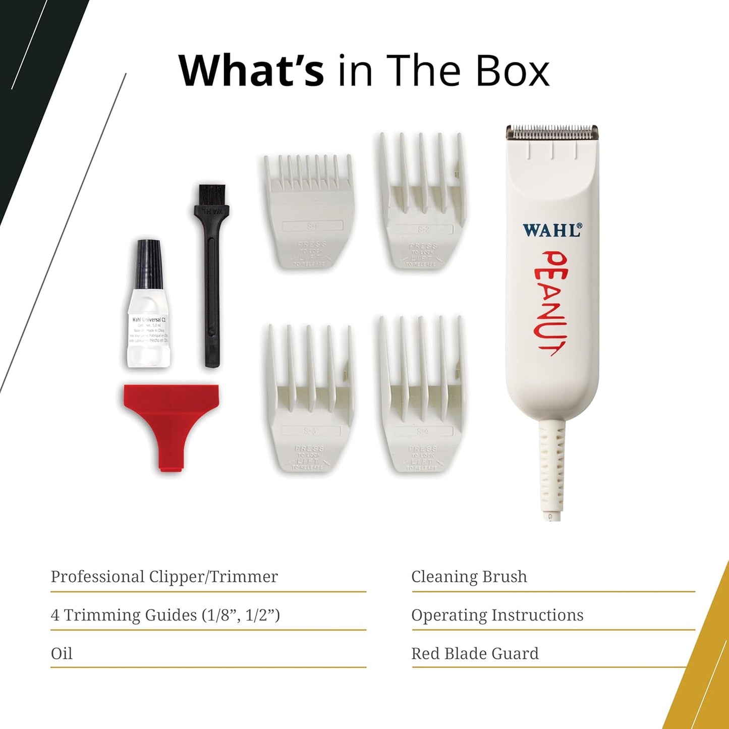 Wahl Professional Peanut Trimmer Corded Lightweight Powerful Rotary Motor Includes 4 Trimming Guides Accessories