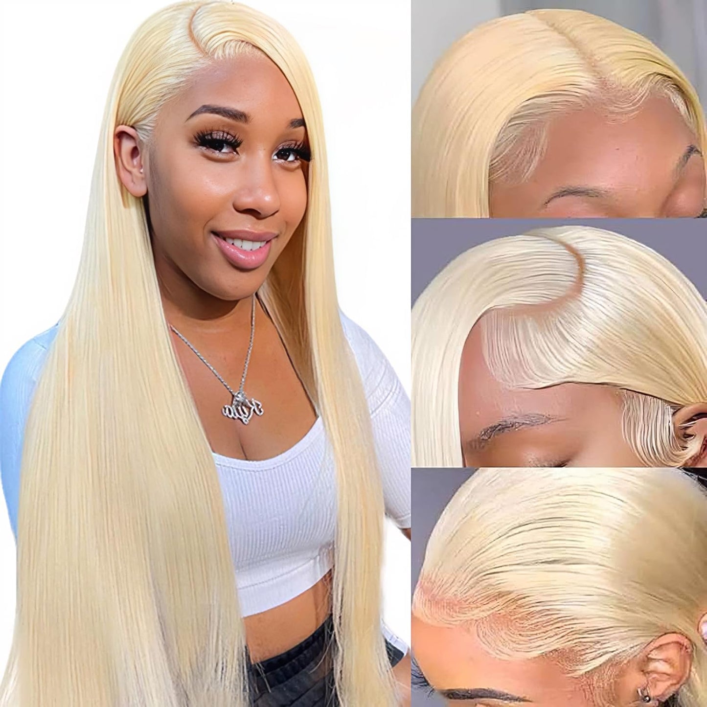 30 Inch 613 Lace Front Wig Human Hair Blonde 13X6 HD Transparent Lace Front Wigs Human Hair 180% Density Blonde Glueless Wigs 613 HD Straight Lace Frontal Wig Pre Plucked