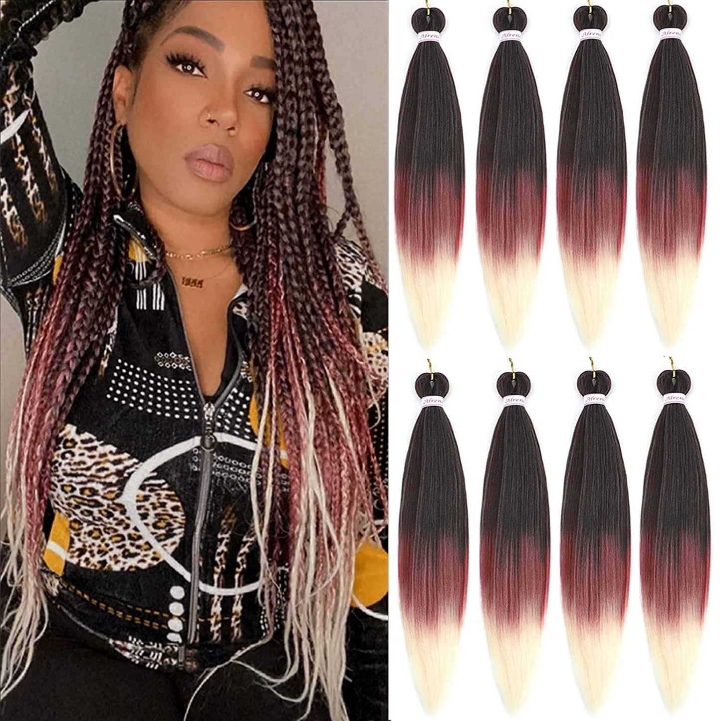 Alrence Pre Stretched Braiding Hair Long Braid 30 Inch 8 Packs Professional Braiding Hair Extensions Synthetic Crochet Twist Braids (30 Inch, 1B#)