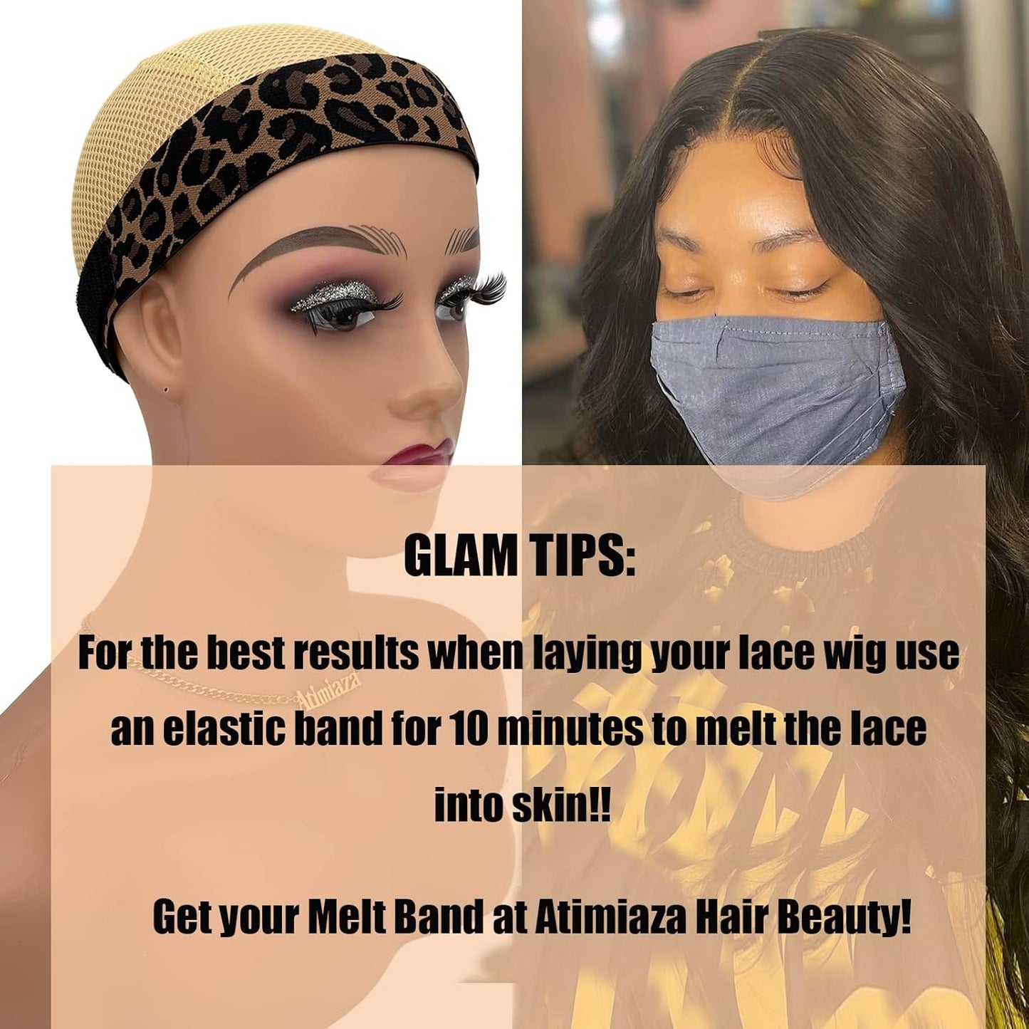 3 Pcs Elastic Bands for Wigs - Lace Melting, Edge Wrap to Lay Edges (Silver, Leopard, Black Pack)