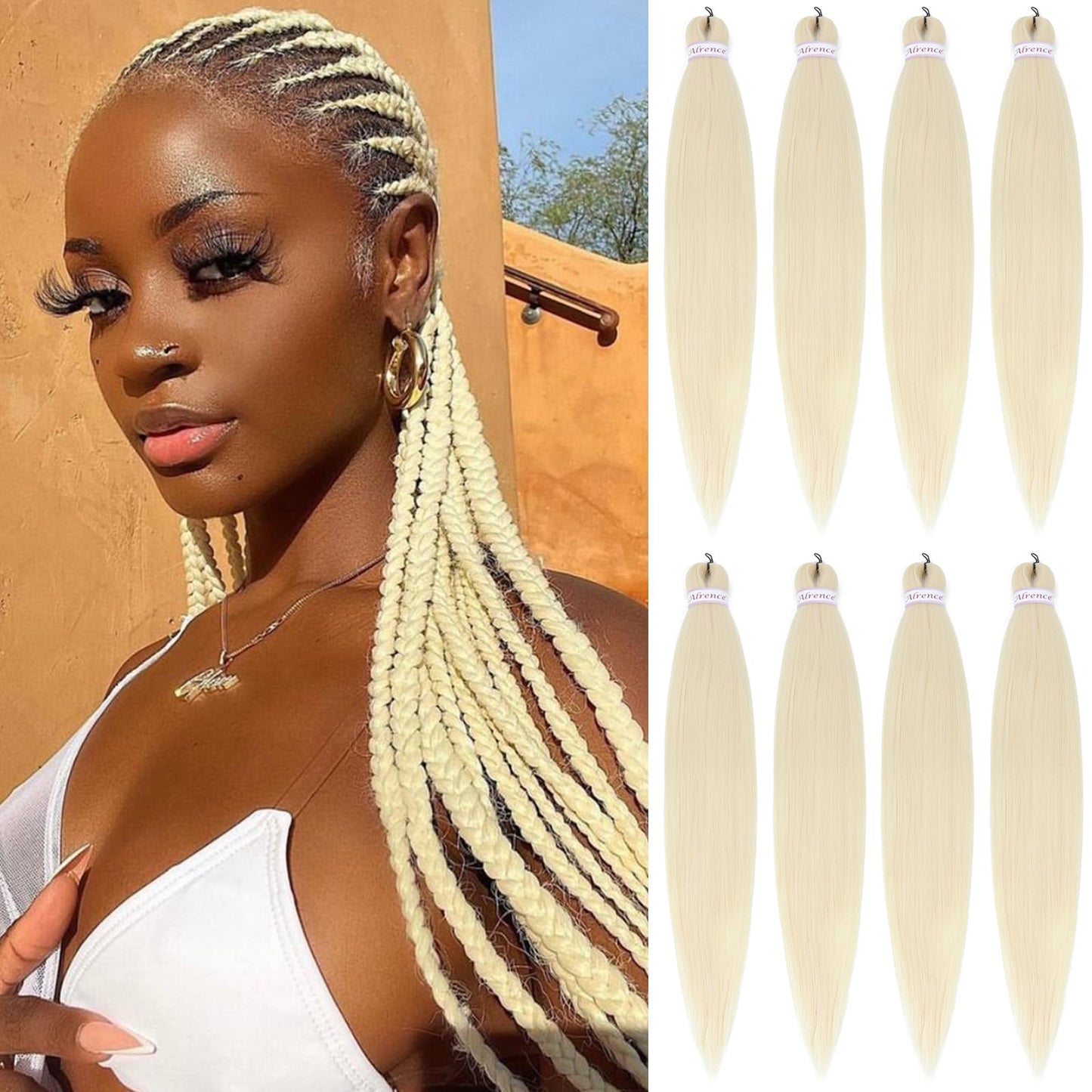 Alrence Pre Stretched Braiding Hair Long Braid 30 Inch 8 Packs Professional Braiding Hair Extensions Synthetic Crochet Twist Braids (30 Inch, 1B#)