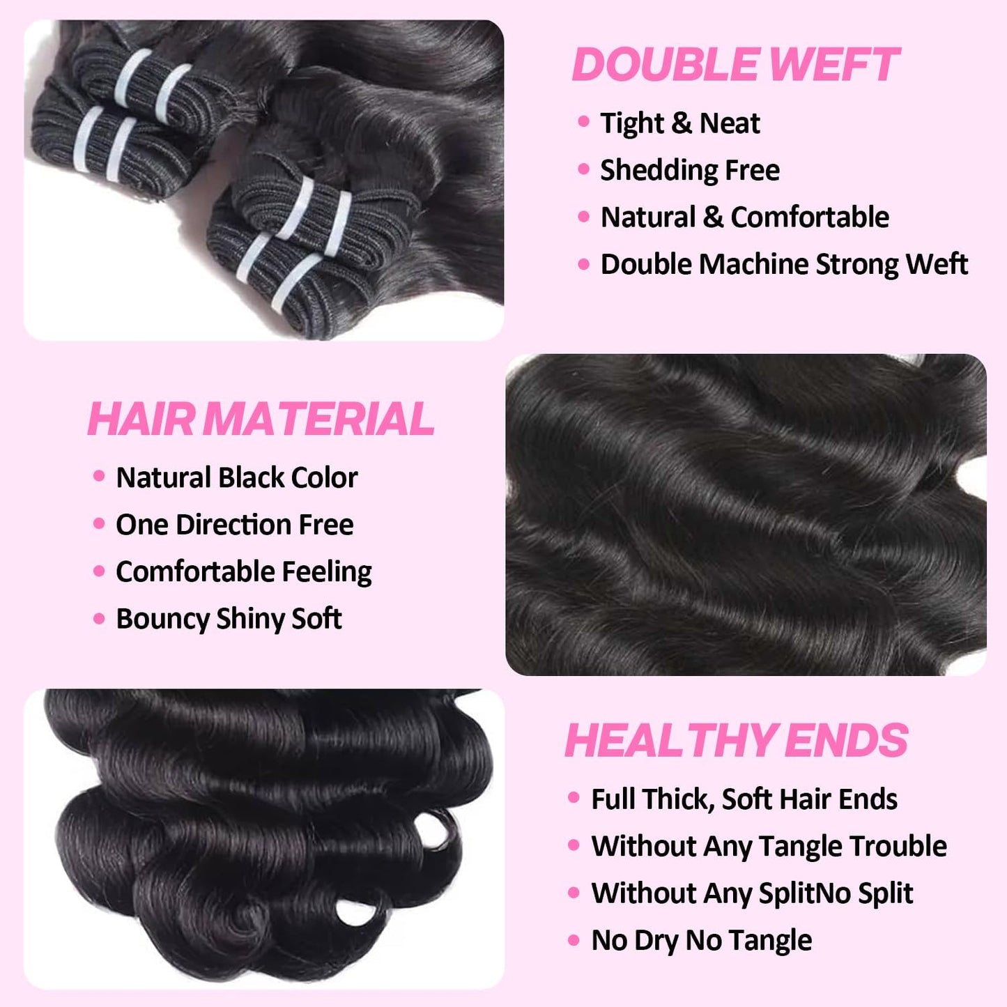12A Human Hair Bundles 18 20 22 24 Inch Body Wave Human Hair Bundles 100% Unprocessed Brazilian Virgin Hair 4 Bundles Human Hair Natural Colour Extensions Quick Weave