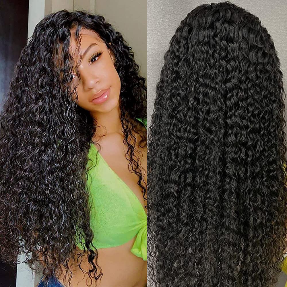 bangjazz 13x4 Deep Wave Lace Front Wigs Human Hair 180% Density Deep Wave Frontal Wigs Human Hair HD Lace 26 Inch Curly Wigs for Black Women Pre Plucked with Baby Hair Curly Lace Front Wig