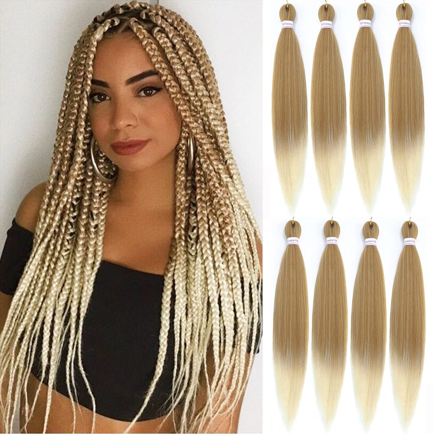 Alrence Pre Stretched Braiding Hair Long Braid 30 Inch 8 Packs Professional Braiding Hair Extensions Synthetic Crochet Twist Braids (30 Inch, 1B#)