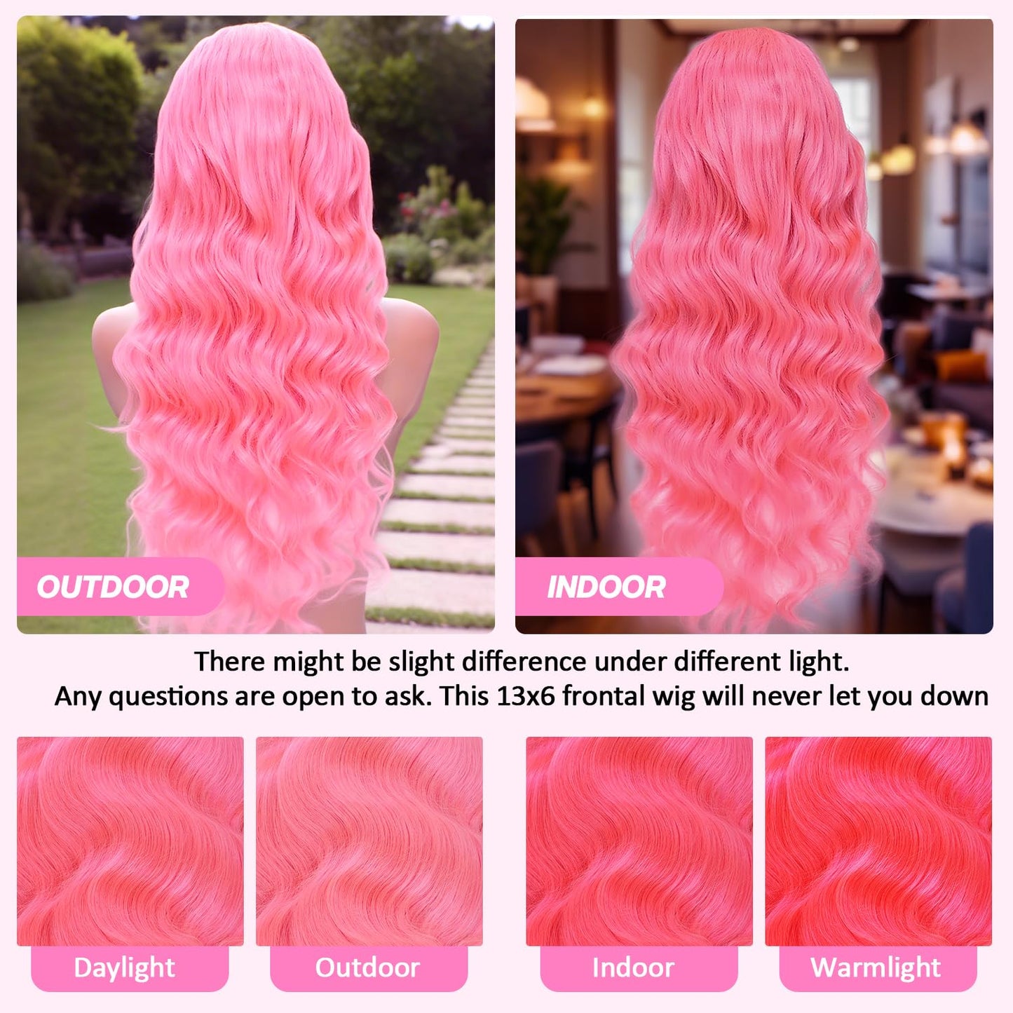 Pink 13x6 Lace Front Wigs Human Hair 200 Density HD Wear and Go Glueless Body Wave Lace Front Wigs Human Hair Pre Plucked Pre Cut Frontal Body Wave Wig for Women 30 Inch