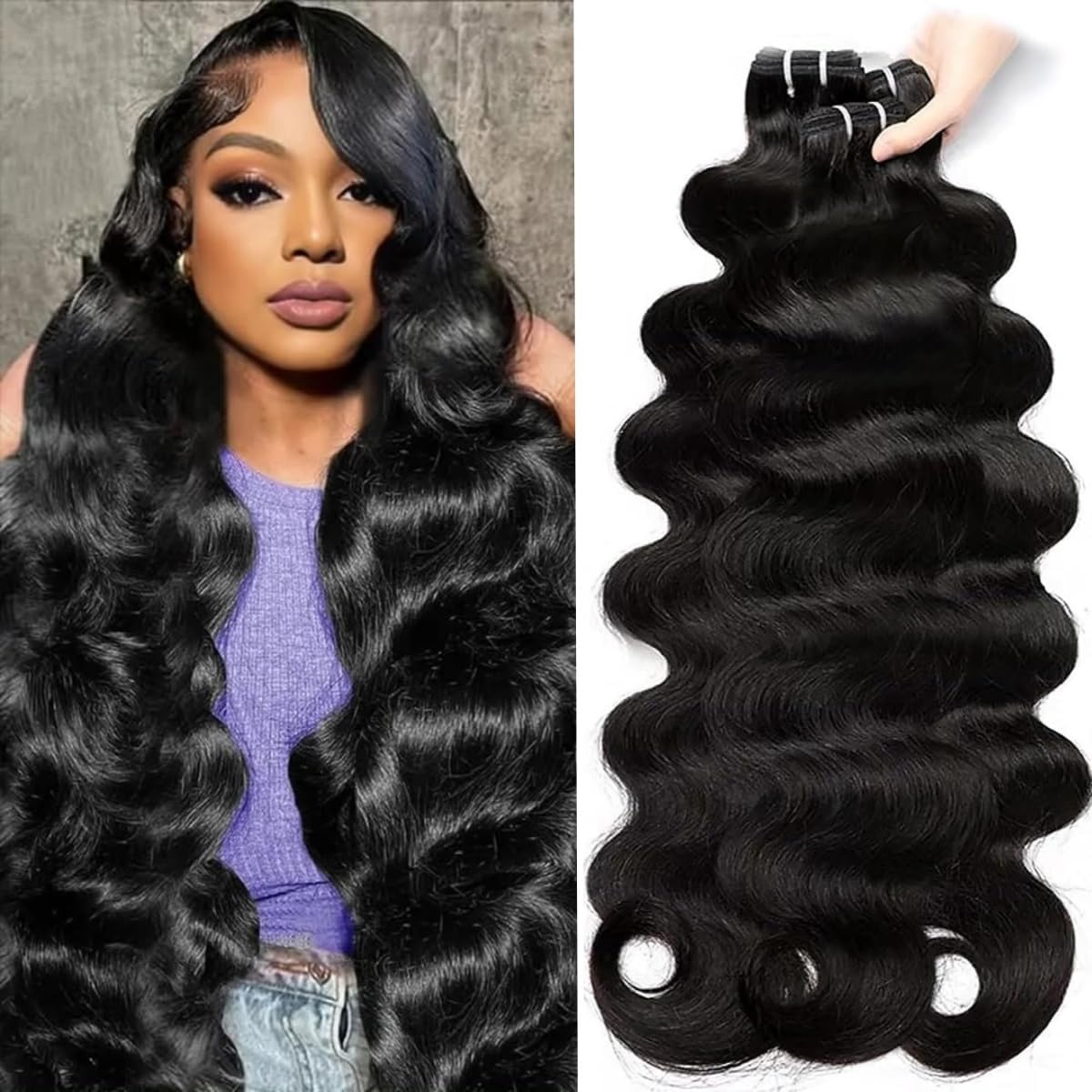 12A Human Hair Bundles 18 20 22 24 Inch Body Wave Human Hair Bundles 100% Unprocessed Brazilian Virgin Hair 4 Bundles Human Hair Natural Colour Extensions Quick Weave