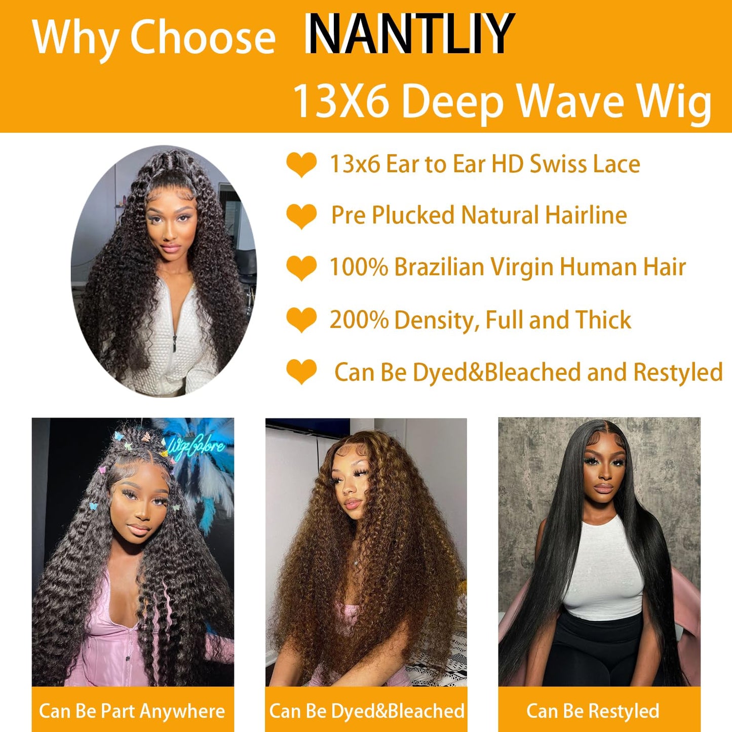 30Inch Deep Wave Lace Front Wigs Human Hair 13x6 Lace Front Wigs Human Hair Pre Plucked 200% Density for Women Deep Curly Glueless Wigs Human Hair Pre Plucked with Baby Hair