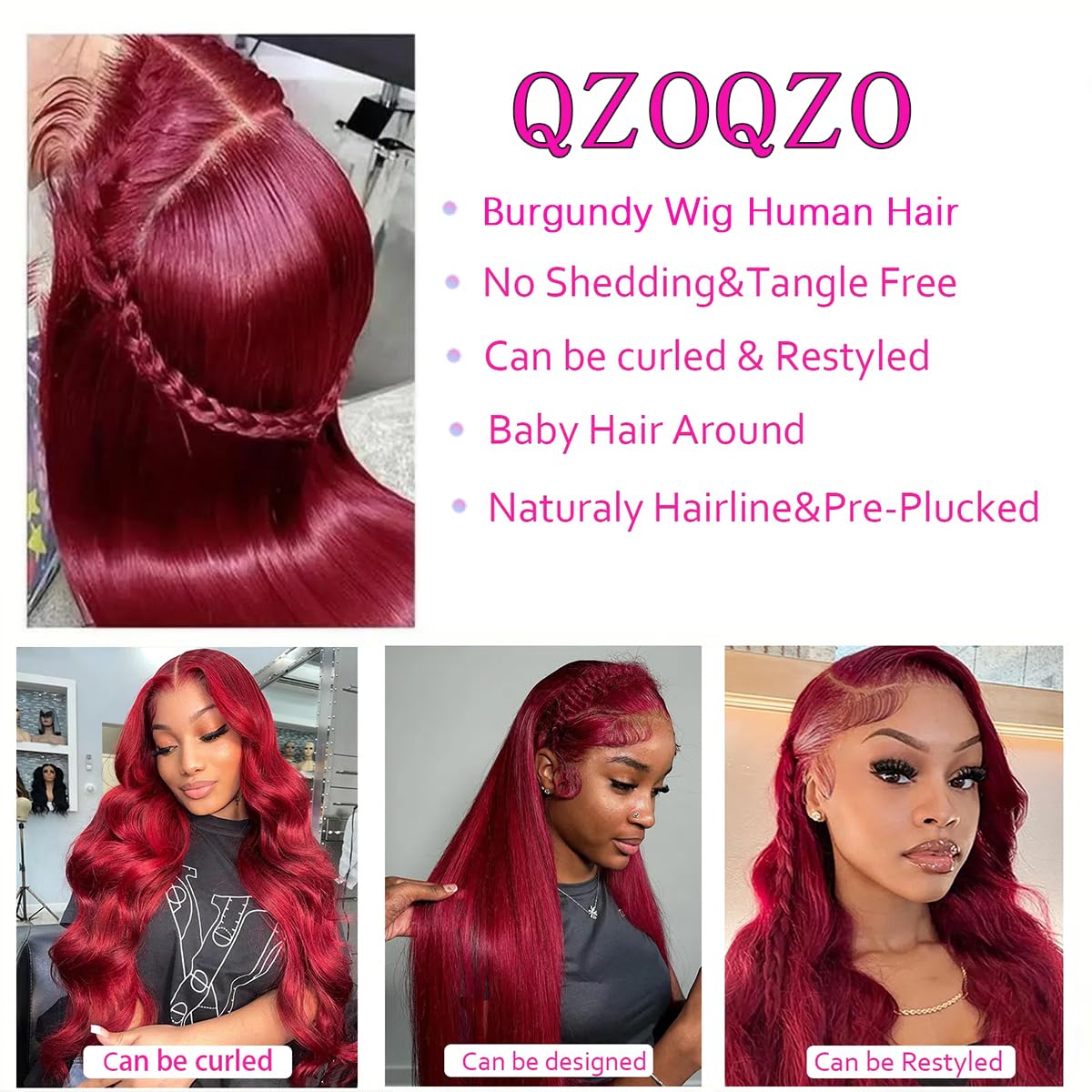 28 Inch 99j Burgundy Lace Front Wigs Human Hair Red Burgundy Wig 180% Density 13x6 Body Wave Lace Front Wigs Pre Plucked Glueless Lace Front Wigs Human Hair for Women