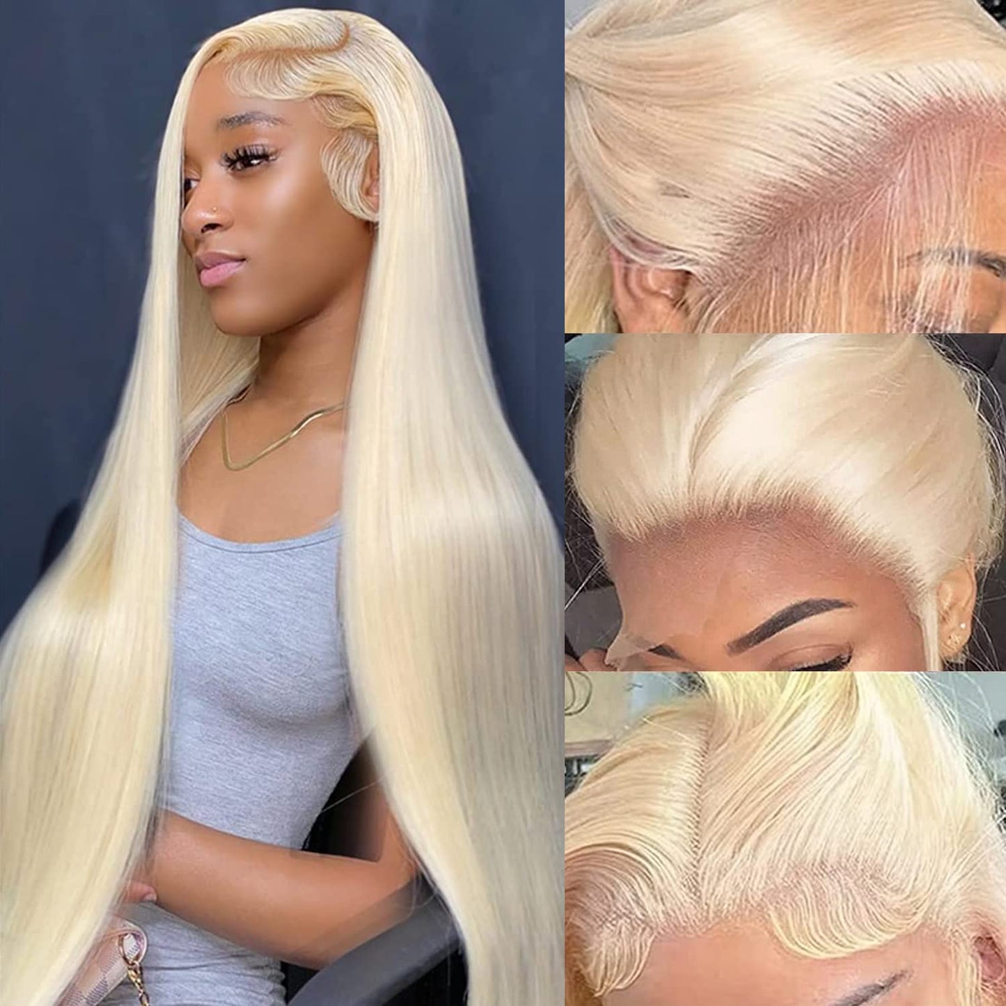 Alididi 613 13x6 Lace Front Wig Human Hair 150 Density Blonde Wig Human Hair 613 Lace Front Wig Human Hair Straight Lace Frontal Wig (150Inch, 613 Blonde Wig)