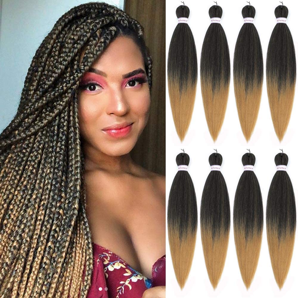 Alrence Pre Stretched Braiding Hair Long Braid 30 Inch 8 Packs Professional Braiding Hair Extensions Synthetic Crochet Twist Braids (30 Inch, 1B#)