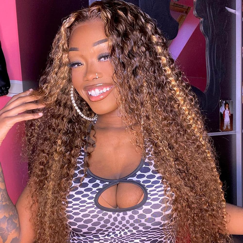 bangjazz 13x4 Deep Wave Lace Front Wigs Human Hair 180% Density Deep Wave Frontal Wigs Human Hair HD Lace 26 Inch Curly Wigs for Black Women Pre Plucked with Baby Hair Curly Lace Front Wig