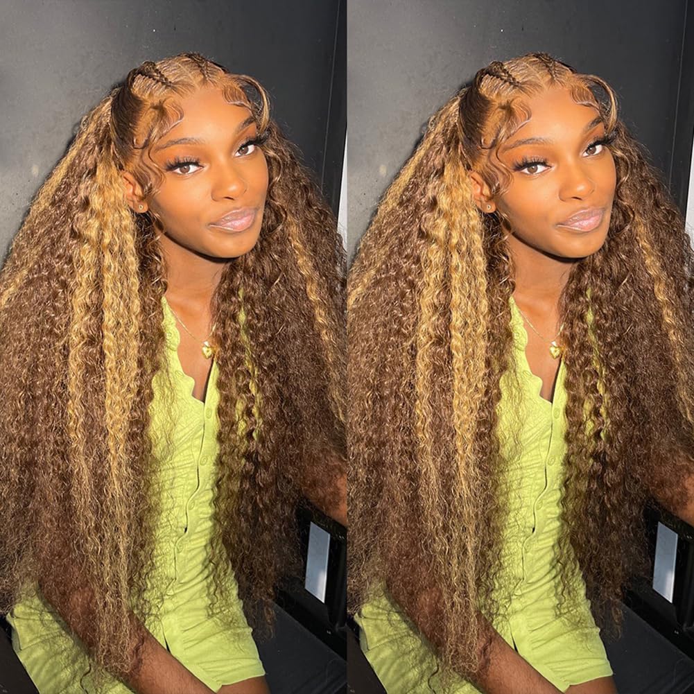 bangjazz 13x4 Deep Wave Lace Front Wigs Human Hair 180% Density Deep Wave Frontal Wigs Human Hair HD Lace 26 Inch Curly Wigs for Black Women Pre Plucked with Baby Hair Curly Lace Front Wig