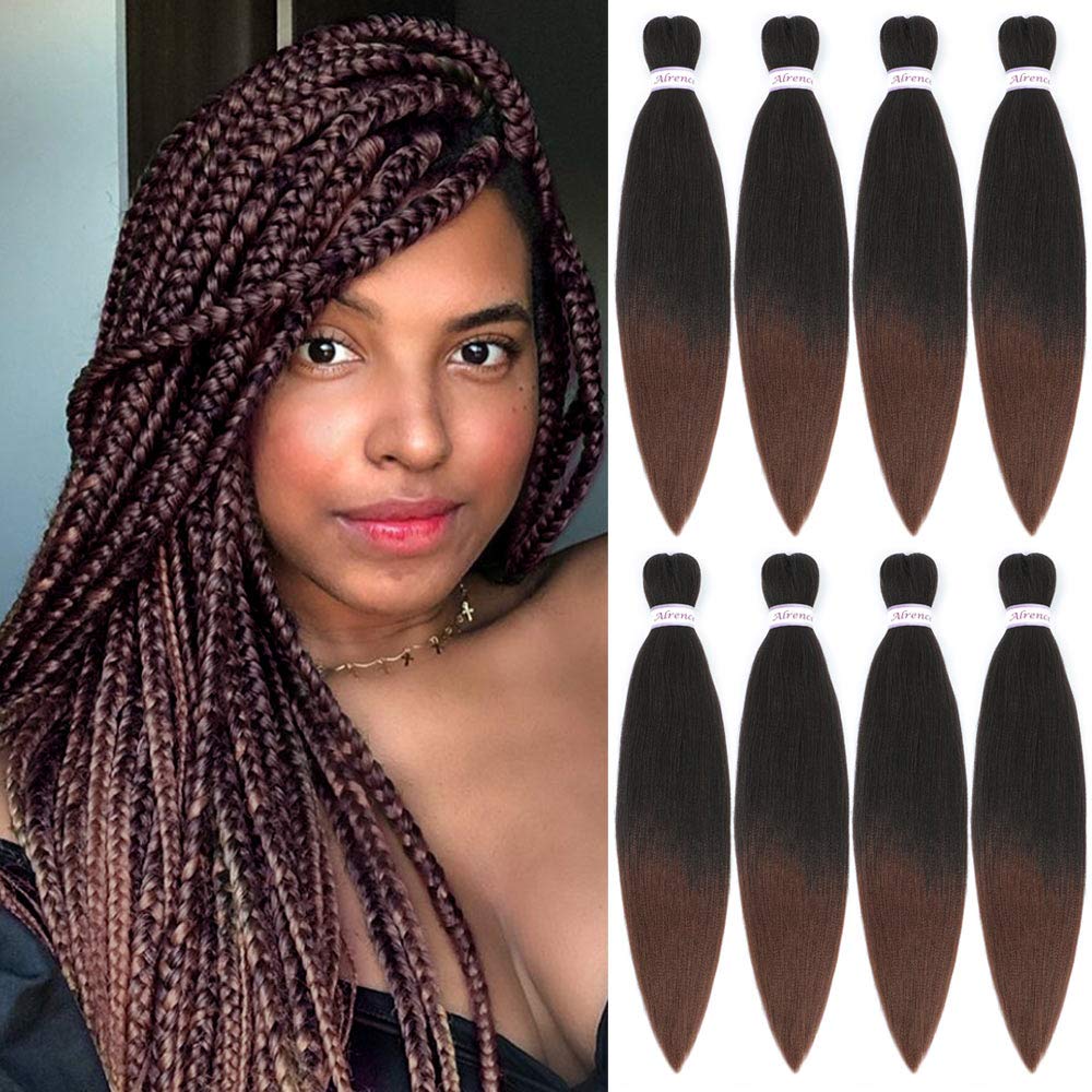 Alrence Pre Stretched Braiding Hair Long Braid 30 Inch 8 Packs Professional Braiding Hair Extensions Synthetic Crochet Twist Braids (30 Inch, 1B#)