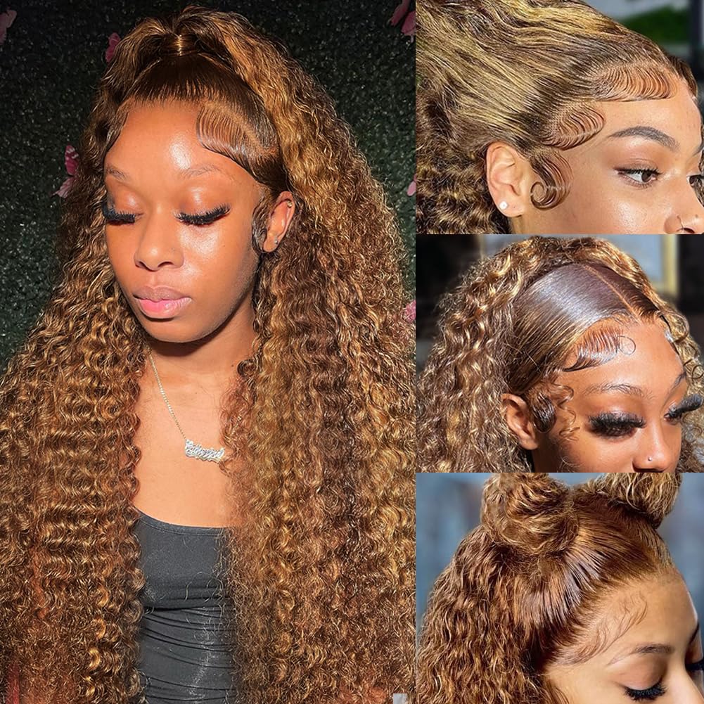 bangjazz 13x4 Deep Wave Lace Front Wigs Human Hair 180% Density Deep Wave Frontal Wigs Human Hair HD Lace 26 Inch Curly Wigs for Black Women Pre Plucked with Baby Hair Curly Lace Front Wig