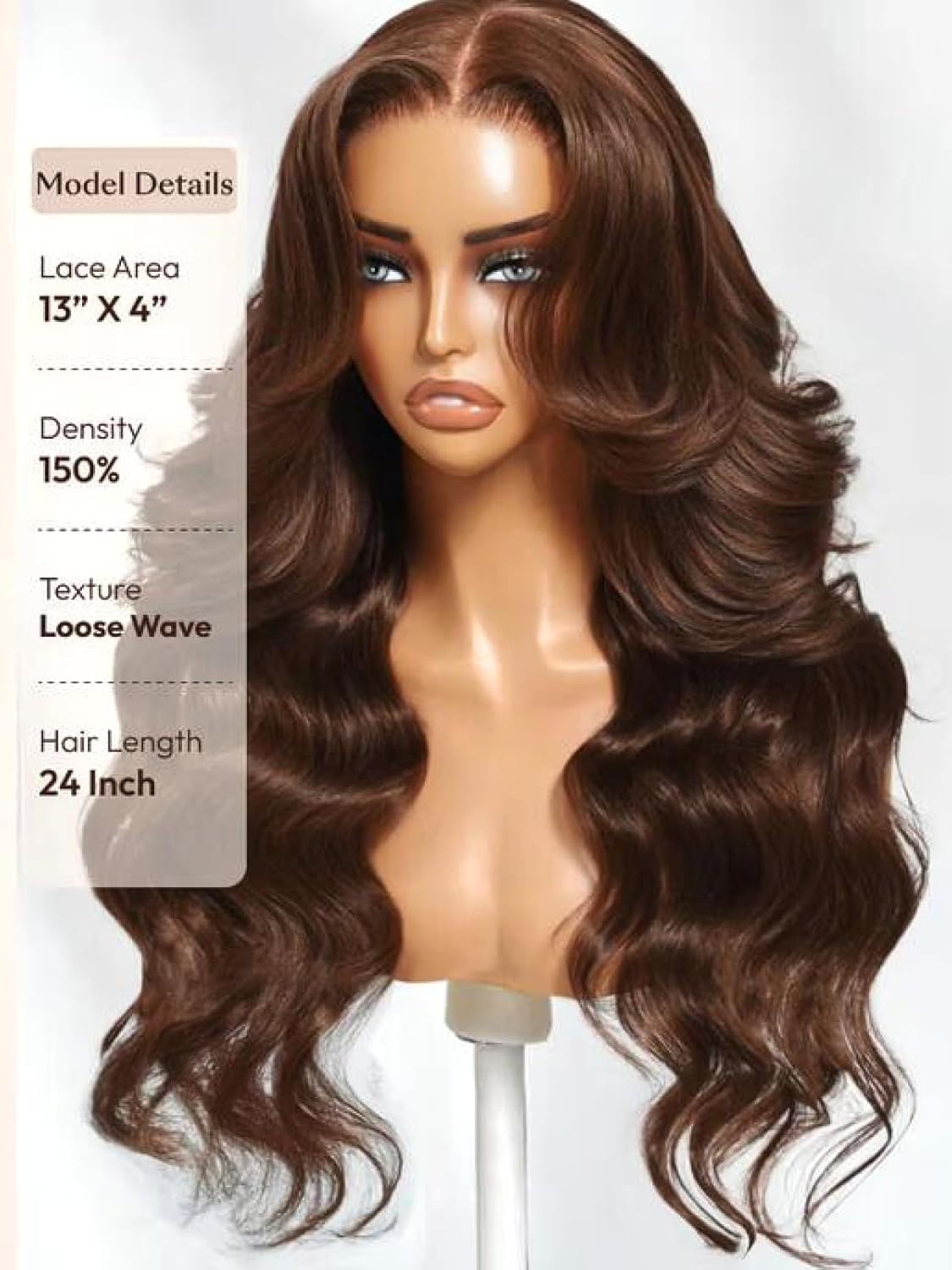 UNICE 13x4 HD Lace Front Wig Human Hair Drawstring Wigs Auburn Brown Loose Wave Face Framing Layers Curtain Bangs Glueless Wig Pre Plucked Pre Cut Bleached Knots 150% Density 20 Inch