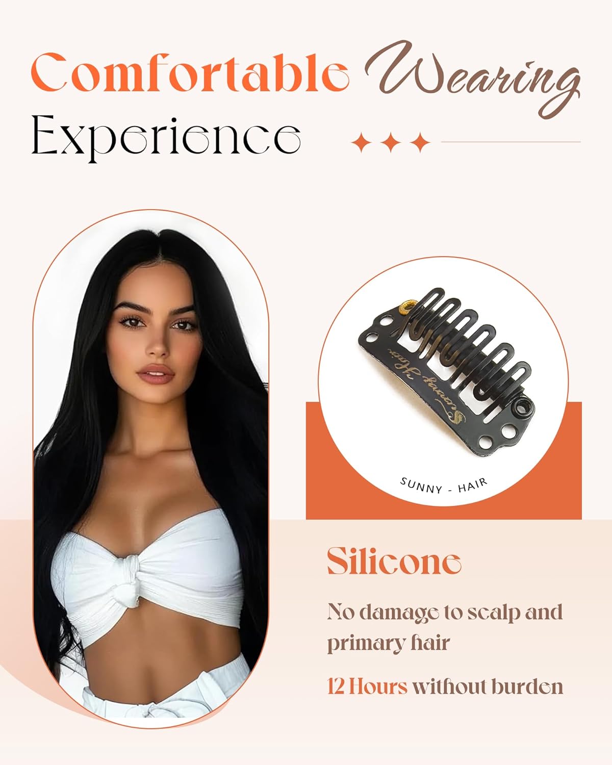 Sunny Hair Clip in Hair Extensions Straight Human Hair Clip in Extensions Remy Clip in Hair Extensions Real Human Hair Extensions Clip ins Jet Black for Women 22inch