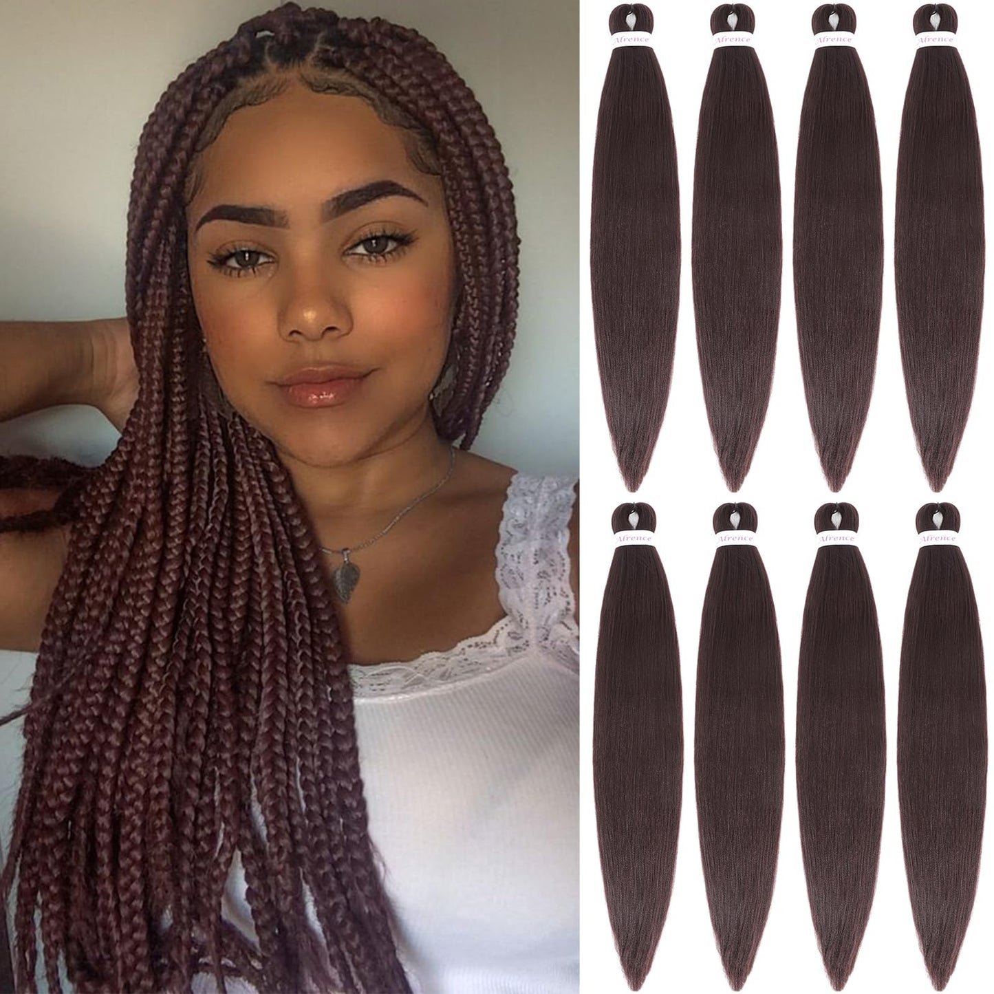 Alrence Pre Stretched Braiding Hair Long Braid 30 Inch 8 Packs Professional Braiding Hair Extensions Synthetic Crochet Twist Braids (30 Inch, 1B#)