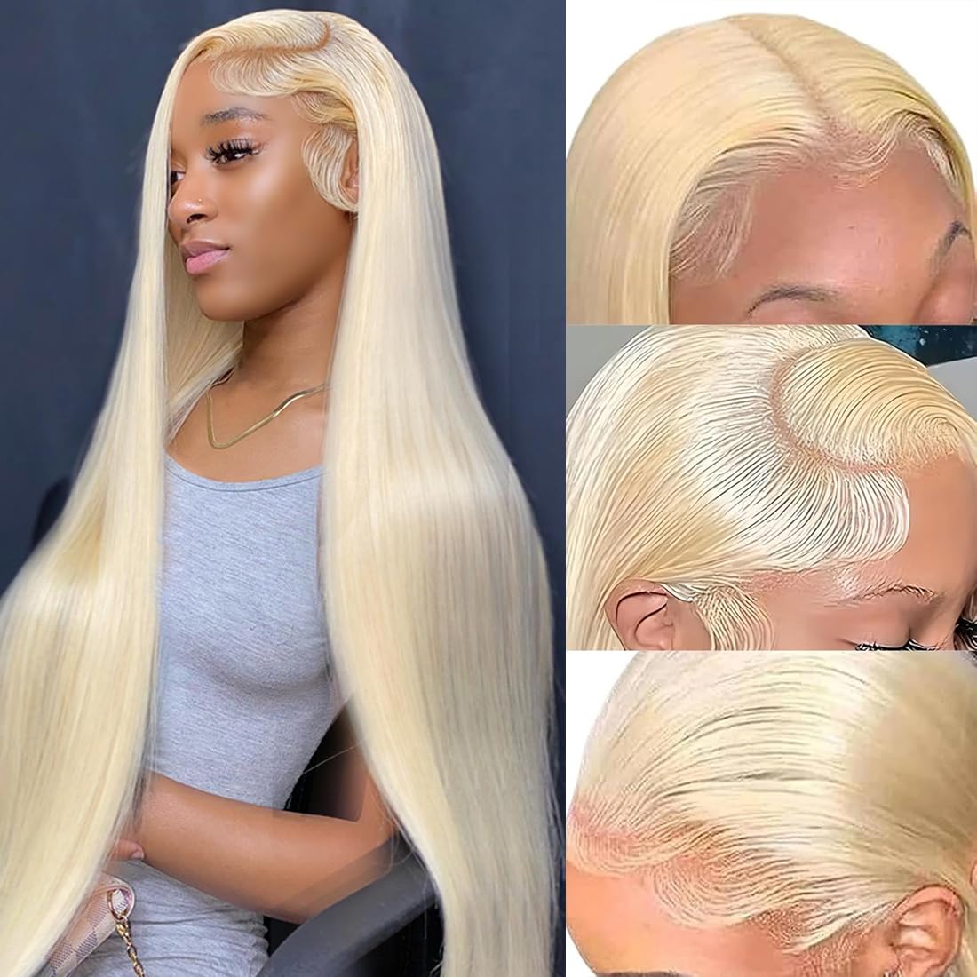 30 Inch 613 Lace Front Wig Human Hair Blonde 13X6 HD Transparent Lace Front Wigs Human Hair 180% Density Blonde Glueless Wigs 613 HD Straight Lace Frontal Wig Pre Plucked