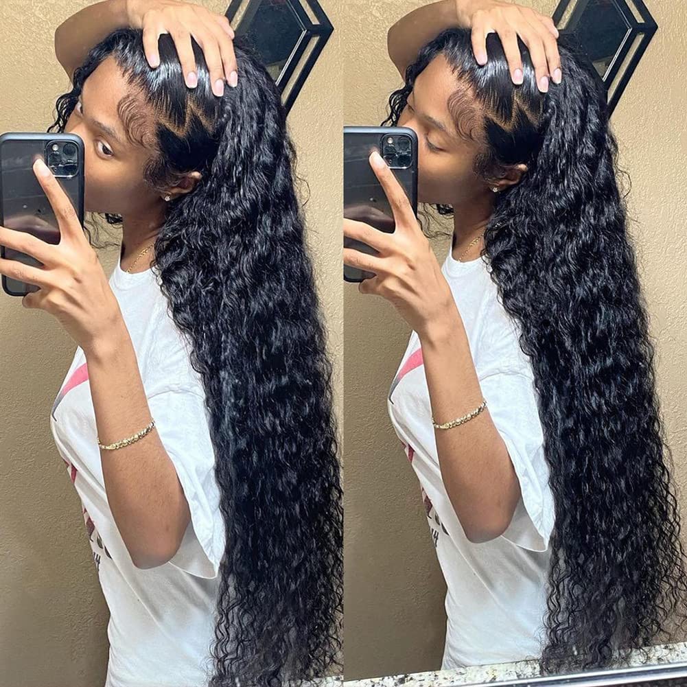 bangjazz 13x4 Deep Wave Lace Front Wigs Human Hair 180% Density Deep Wave Frontal Wigs Human Hair HD Lace 26 Inch Curly Wigs for Black Women Pre Plucked with Baby Hair Curly Lace Front Wig