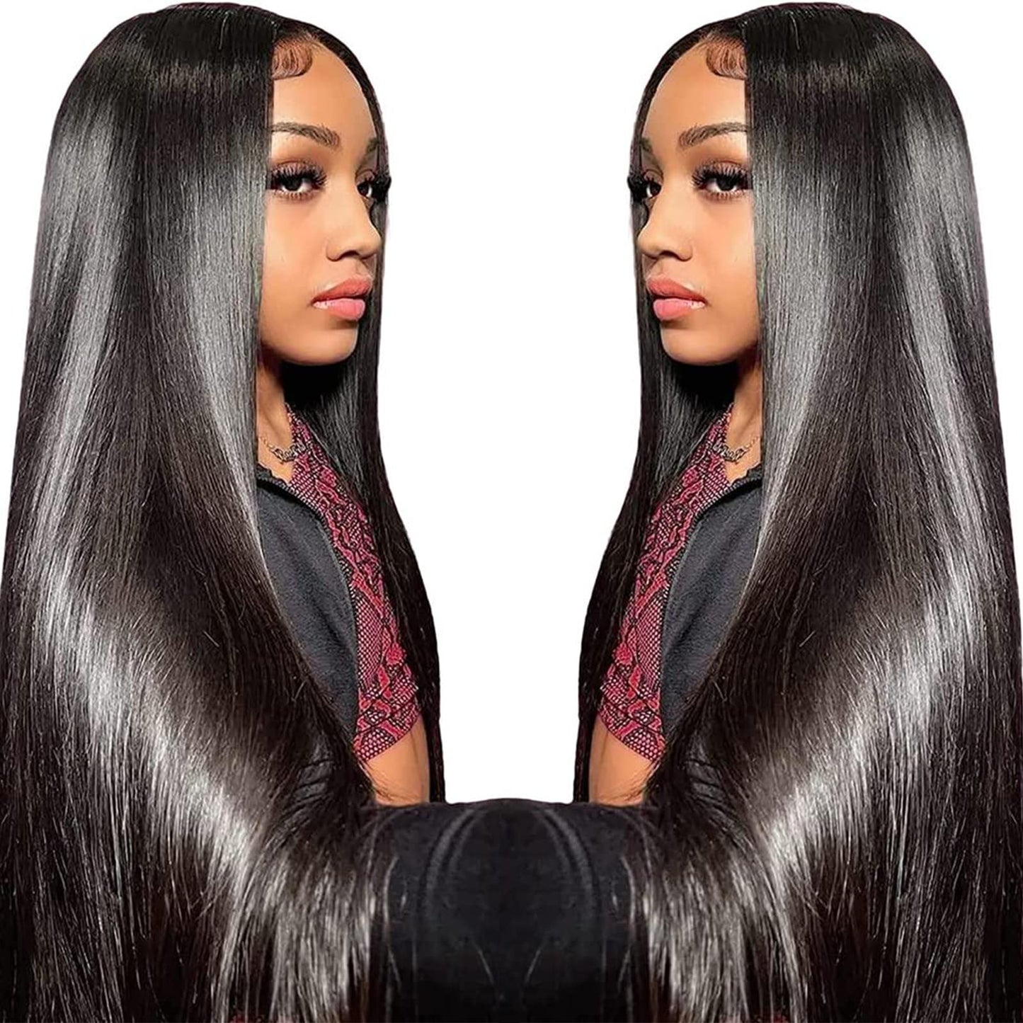 13x6 Lace Front Wigs Human Hair for Women 180 Density HD Transparent 28 Inch Straight Lace Front Wigs Human Hair Pre Plucked Glueless Lace Frontal Wigs Natural Black Color