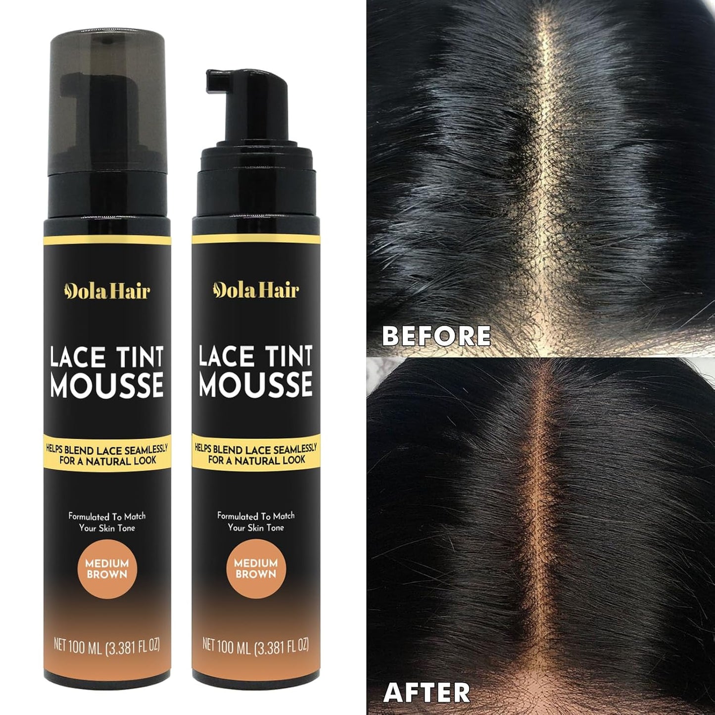 Dolahair Lace Glue Kit - Complete Set with Lace Tint Mousse, Wig Installation & Melting Spray(Medium Brown)
