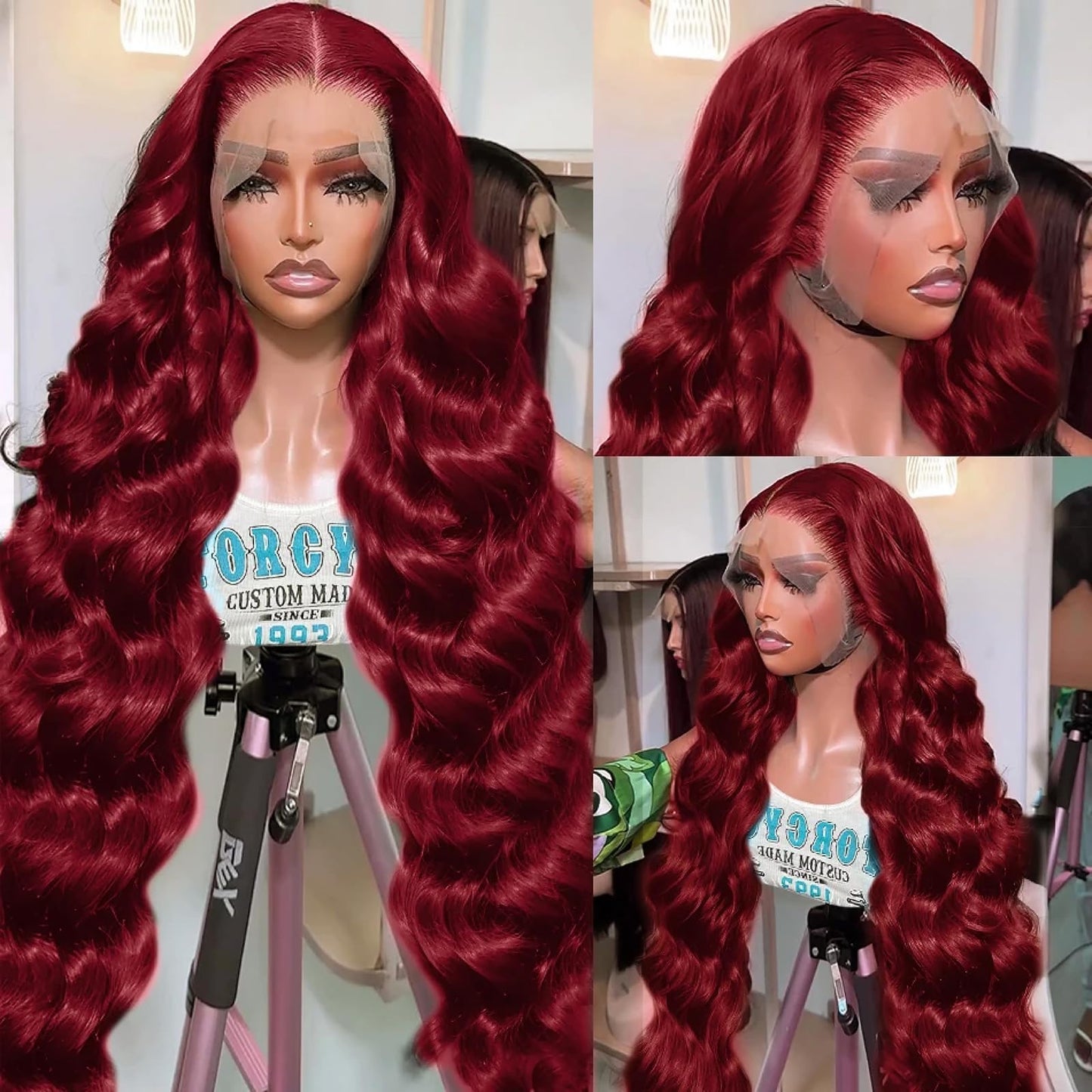 28 Inch 99j Burgundy Lace Front Wigs Human Hair Red Burgundy Wig 180% Density 13x6 Body Wave Lace Front Wigs Pre Plucked Glueless Lace Front Wigs Human Hair for Women