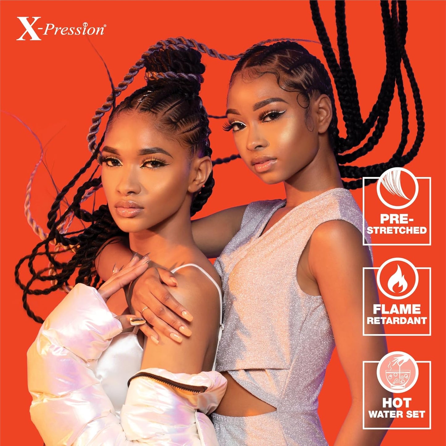 Sensationnel X-pression prestretched braiding hair - 3x braid 58 inch all kanekalon flame retardant synthetic braid for box braids and twists (1 pack, 1B OFFBLACK)