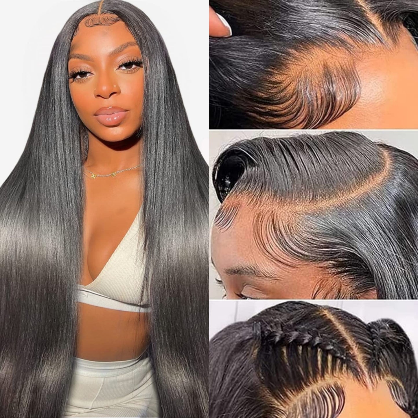 13x6 Lace Front Wigs Human Hair for Women 180 Density HD Transparent 28 Inch Straight Lace Front Wigs Human Hair Pre Plucked Glueless Lace Frontal Wigs Natural Black Color