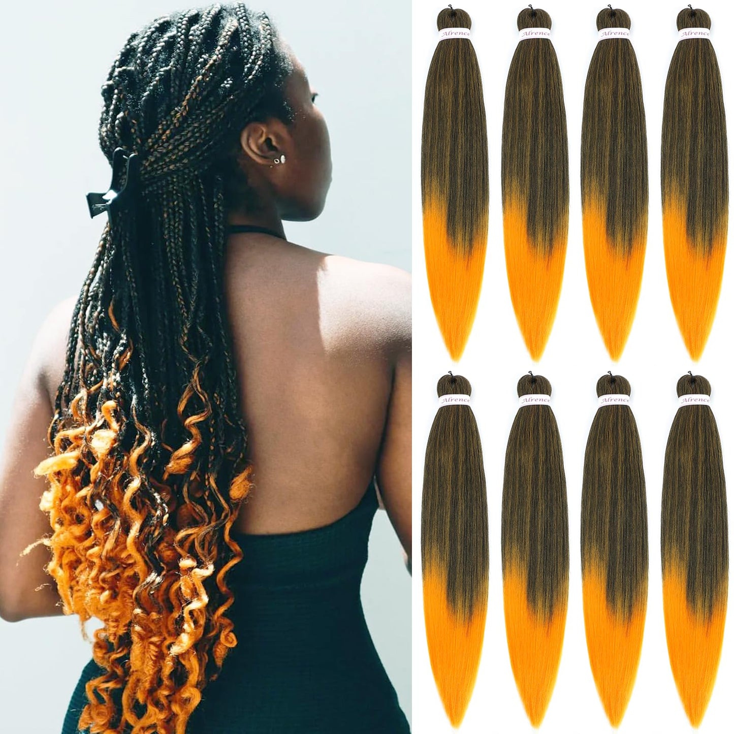 Alrence Pre Stretched Braiding Hair Long Braid 30 Inch 8 Packs Professional Braiding Hair Extensions Synthetic Crochet Twist Braids (30 Inch, 1B#)