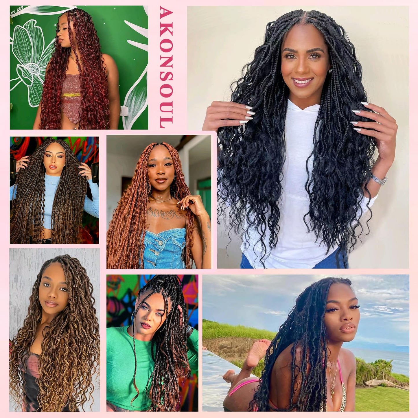 22 Inch Human Braiding Hair for Boho Braids Deep Wave Bulk Human Hair 100% Unprocessed Brazilian Virgin Hair for Braiding Bohemian No Weft 3 Bundles 110g Natural Color