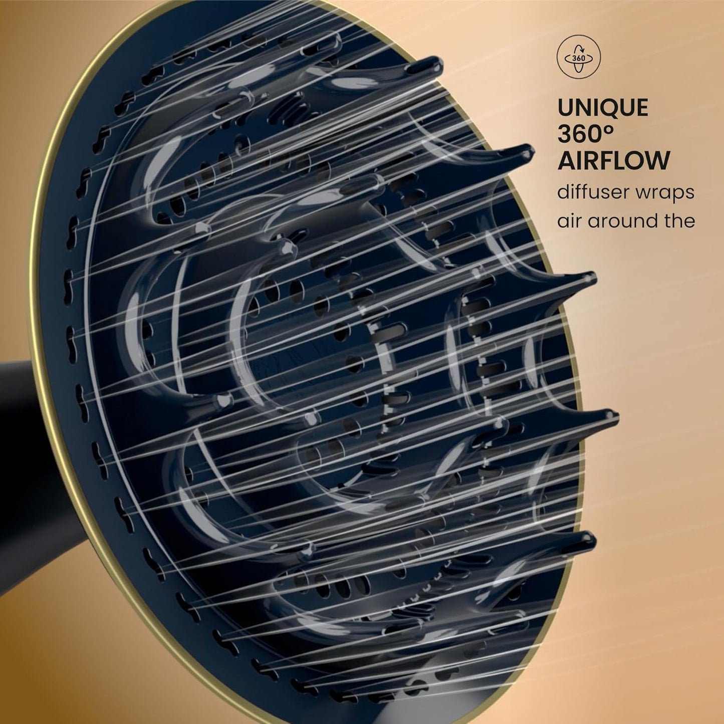 Curlsmith Defrizzion Hair Dryer - for Curly Hair w/Extra Large 8" Diffuser for Fast Drying, 2 Speeds, 3 Heat Settings, Sustained Cool Setting with Minimal Heat Impact