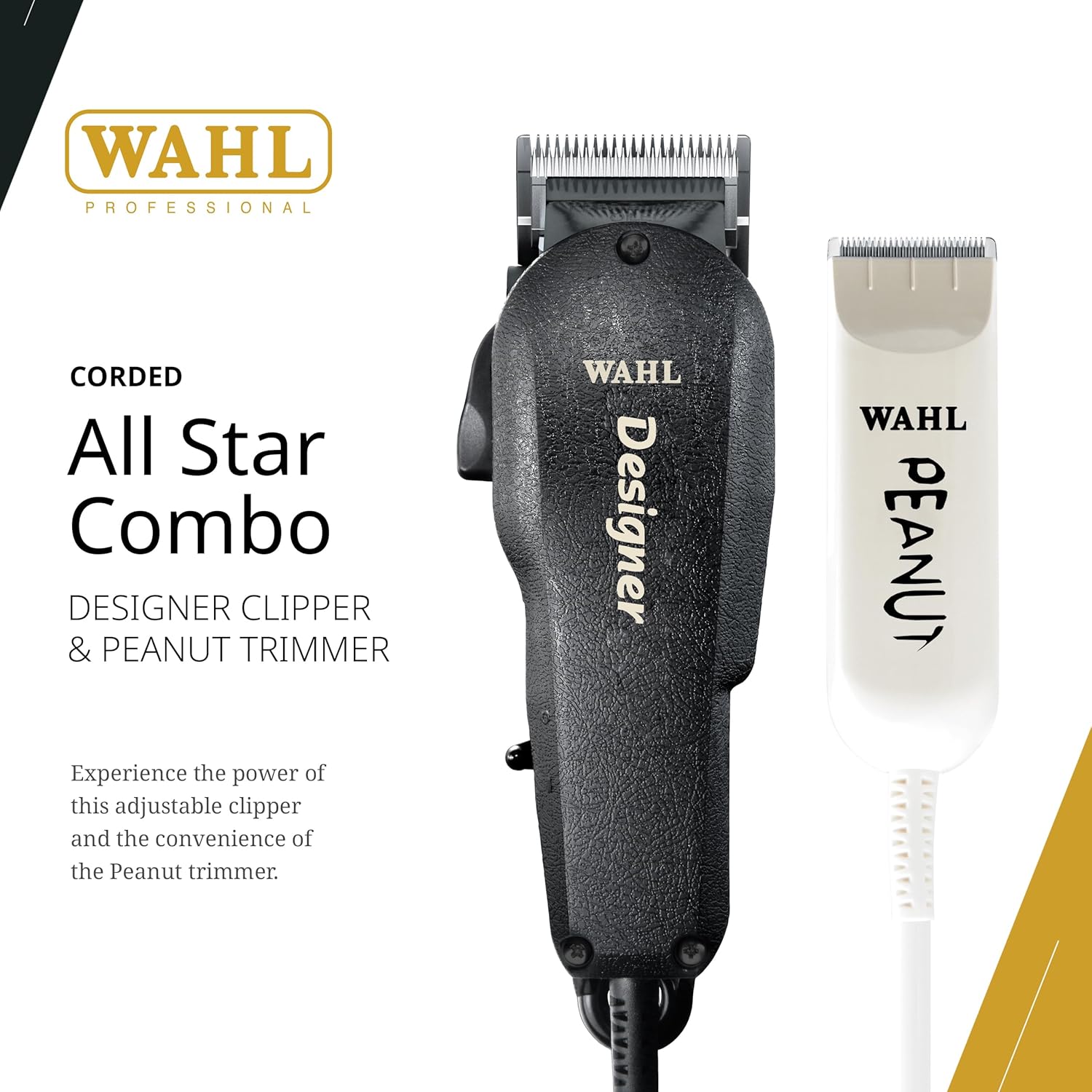 Wahl Professional All Star Corded Combo Includes Designer Clipper and Peanut Trimmer Powerful Motors Complete Kit
