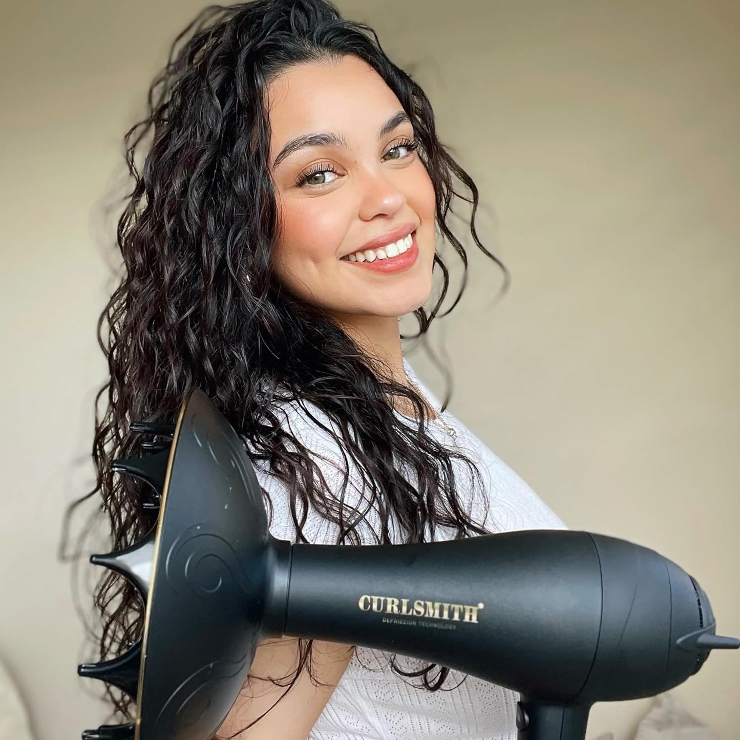 Curlsmith Defrizzion Hair Dryer - for Curly Hair w/Extra Large 8" Diffuser for Fast Drying, 2 Speeds, 3 Heat Settings, Sustained Cool Setting with Minimal Heat Impact