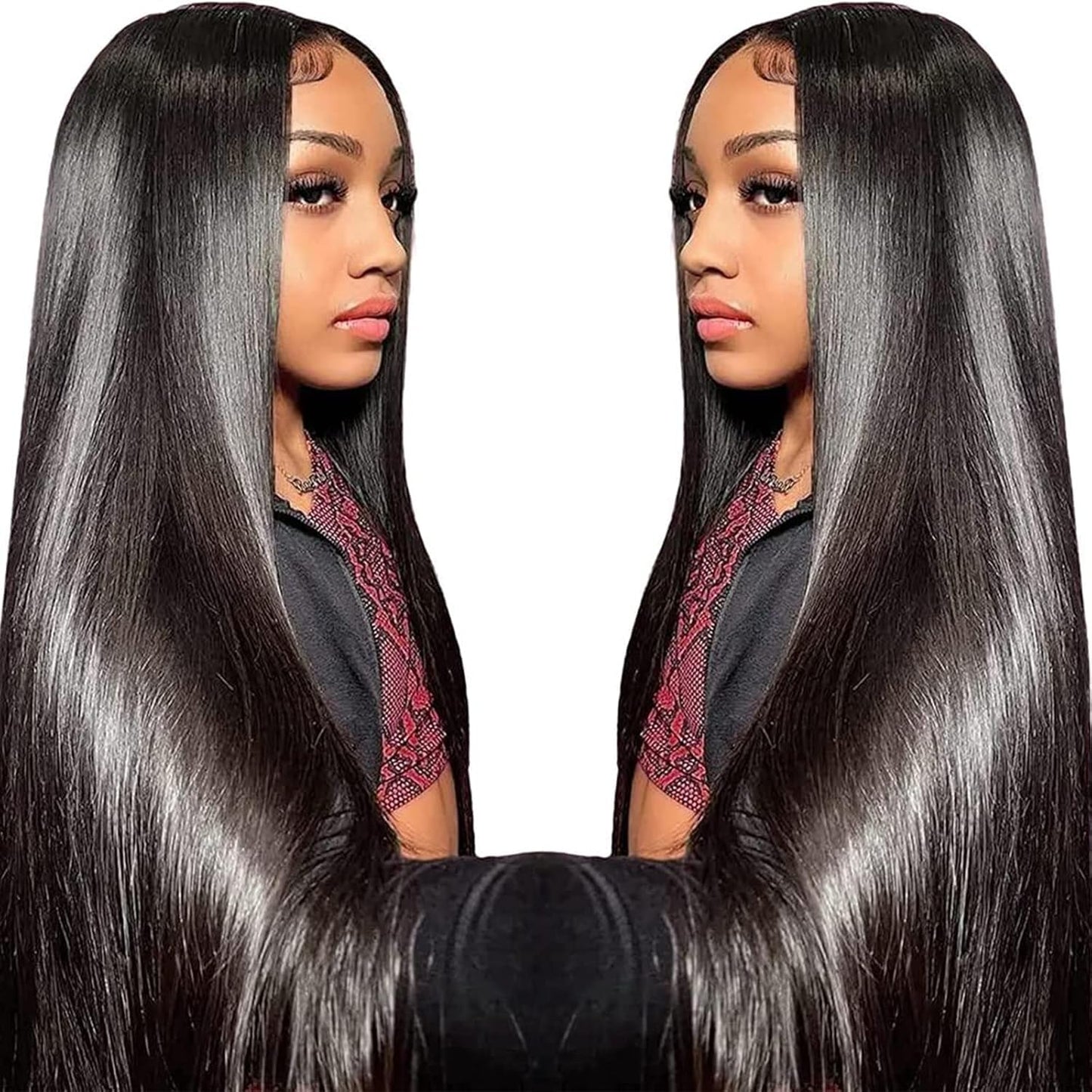 13x6 Lace Front Wigs Human Hair for Women 180 Density HD Transparent 28 Inch Straight Lace Front Wigs Human Hair Pre Plucked Glueless Lace Frontal Wigs Natural Black Color