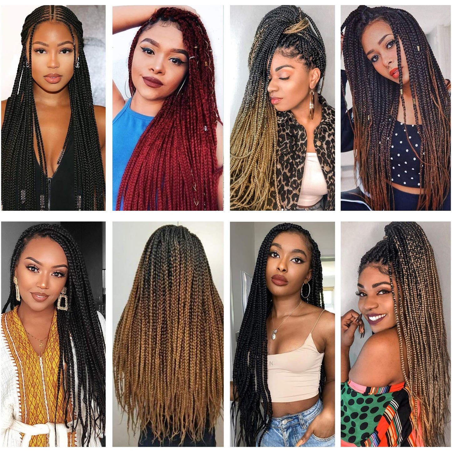 Alrence Pre Stretched Braiding Hair Long Braid 30 Inch 8 Packs Professional Braiding Hair Extensions Synthetic Crochet Twist Braids (30 Inch, 1B#)