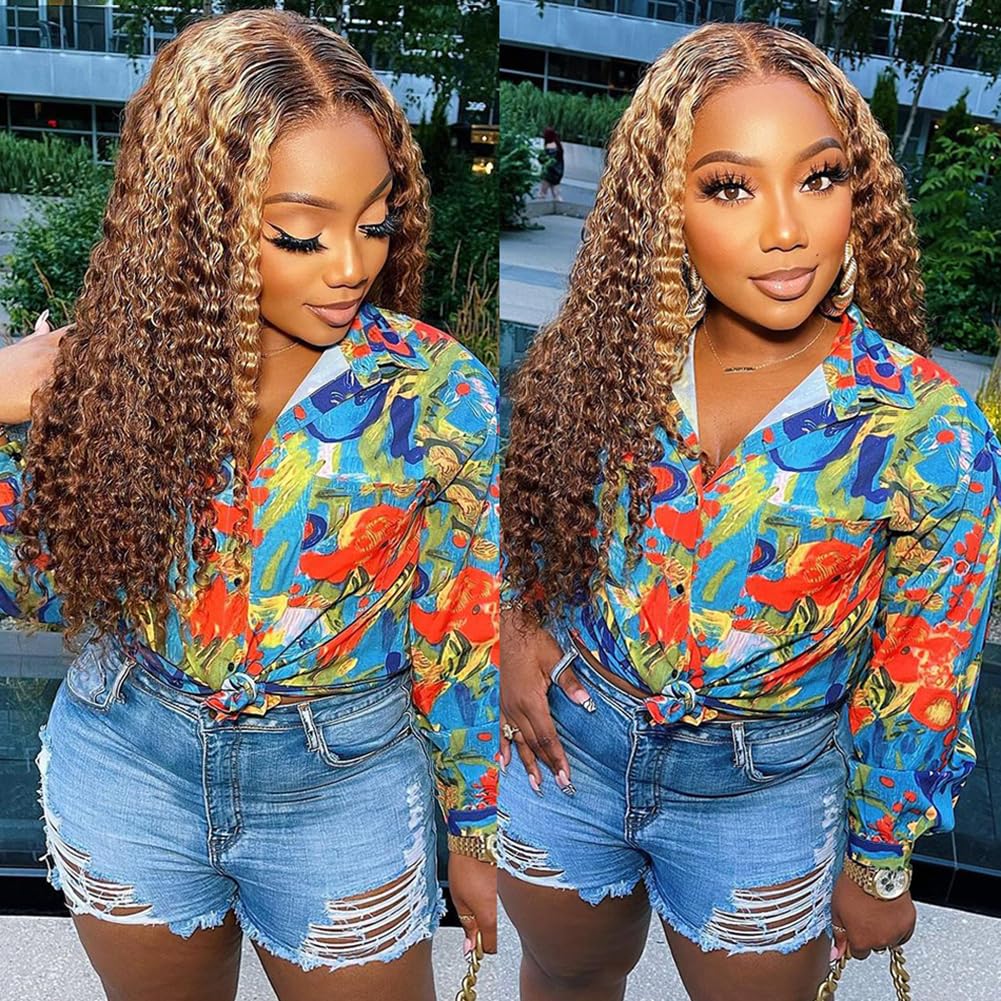 bangjazz 13x4 Deep Wave Lace Front Wigs Human Hair 180% Density Deep Wave Frontal Wigs Human Hair HD Lace 26 Inch Curly Wigs for Black Women Pre Plucked with Baby Hair Curly Lace Front Wig