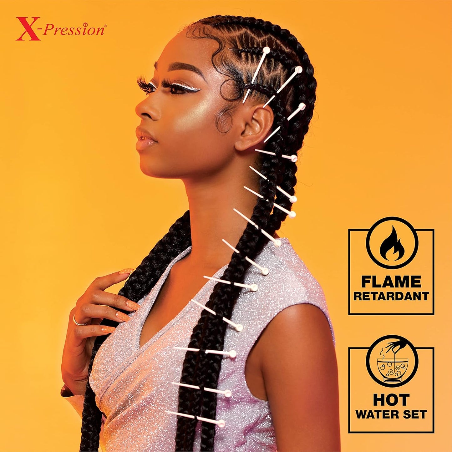 Sensationnel X-pression prestretched braiding hair - 6x braid 58 inch all kanekalon flame retardant synthetic braid for box braids and twists (1B OFFBLACK)