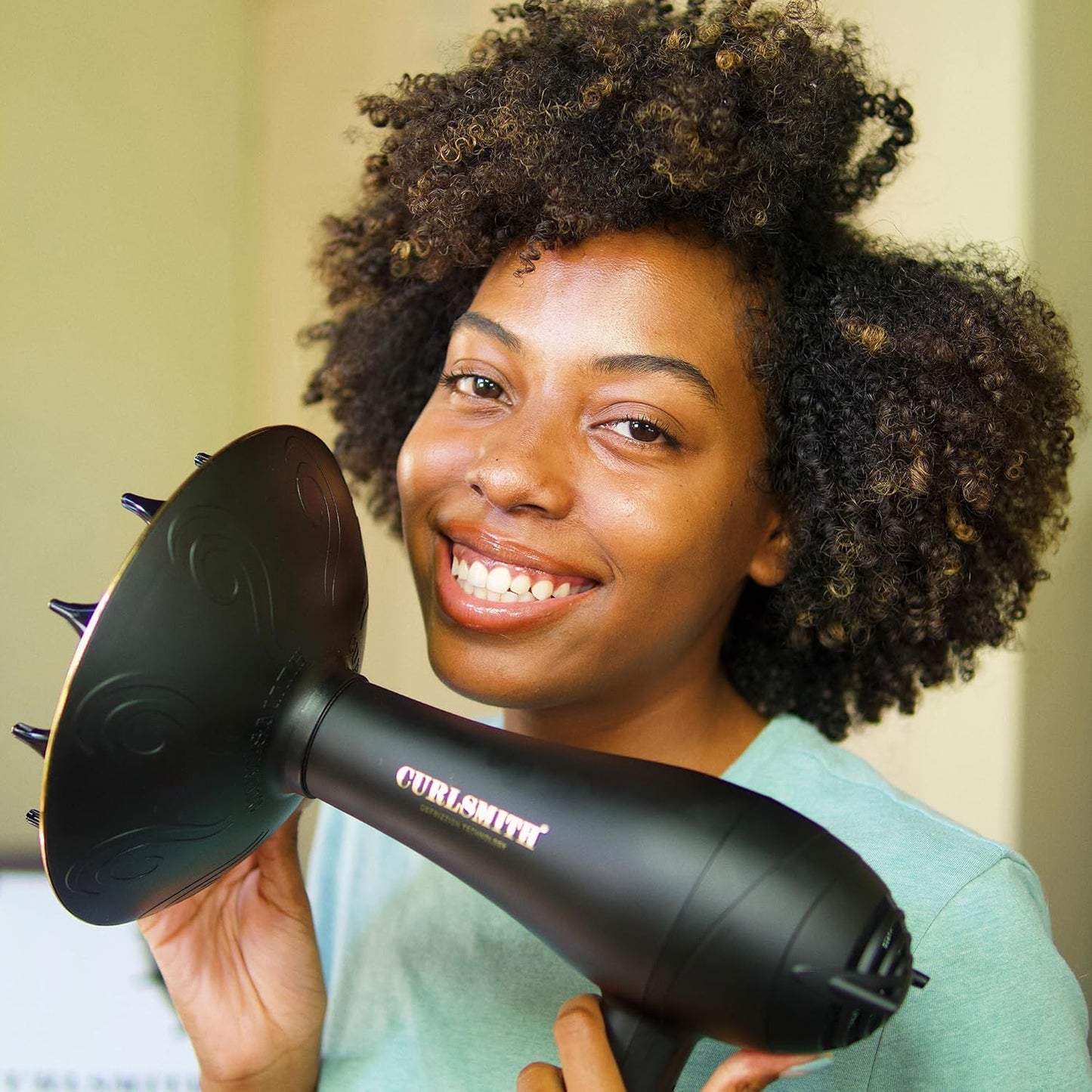 Curlsmith Defrizzion Hair Dryer - for Curly Hair w/Extra Large 8" Diffuser for Fast Drying, 2 Speeds, 3 Heat Settings, Sustained Cool Setting with Minimal Heat Impact
