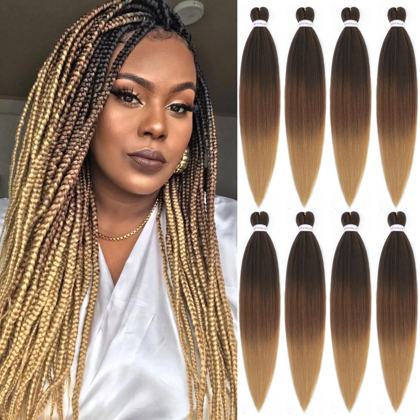 Alrence Pre Stretched Braiding Hair Long Braid 30 Inch 8 Packs Professional Braiding Hair Extensions Synthetic Crochet Twist Braids (30 Inch, 1B#)