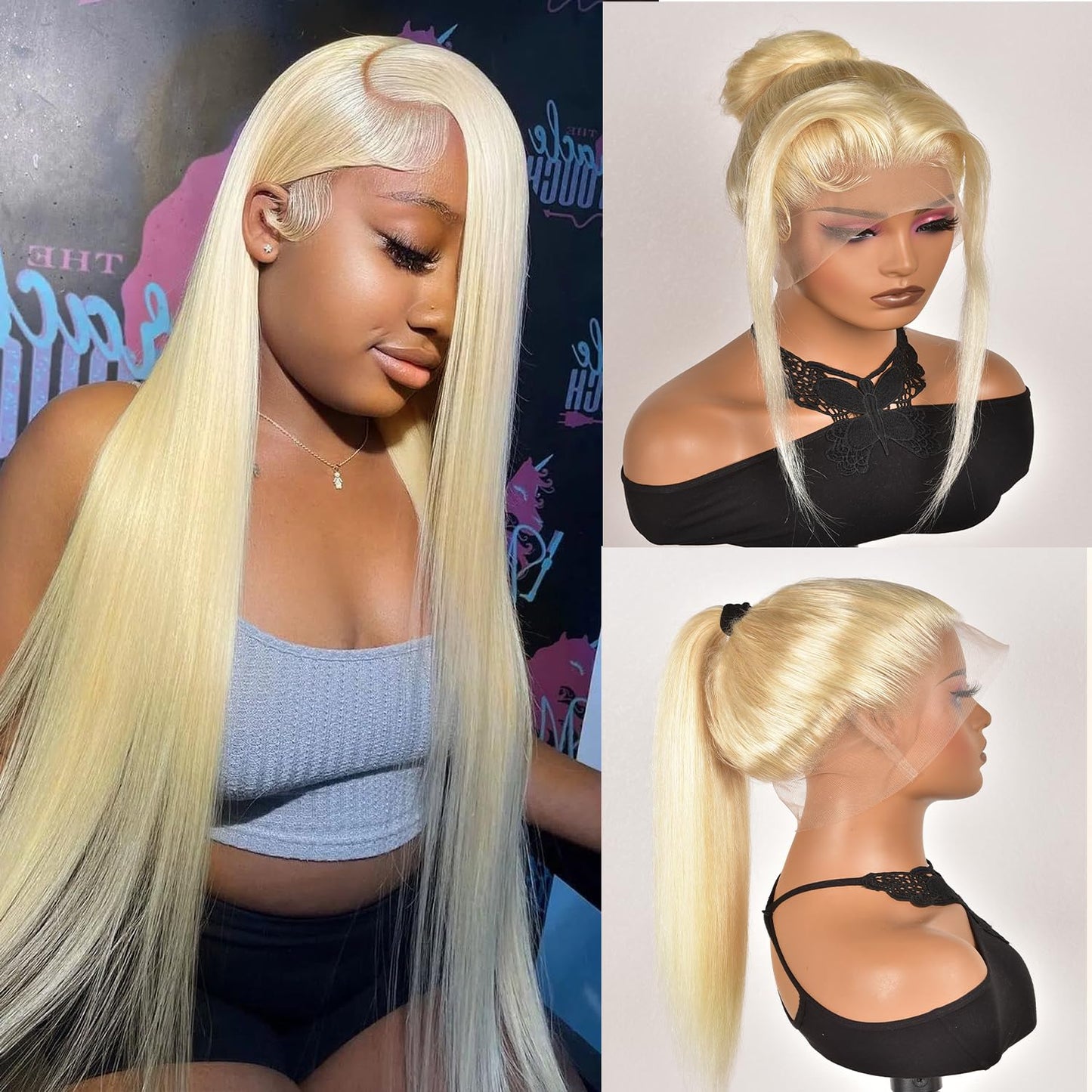 Alididi 613 13x6 Lace Front Wig Human Hair 150 Density Blonde Wig Human Hair 613 Lace Front Wig Human Hair Straight Lace Frontal Wig (150Inch, 613 Blonde Wig)