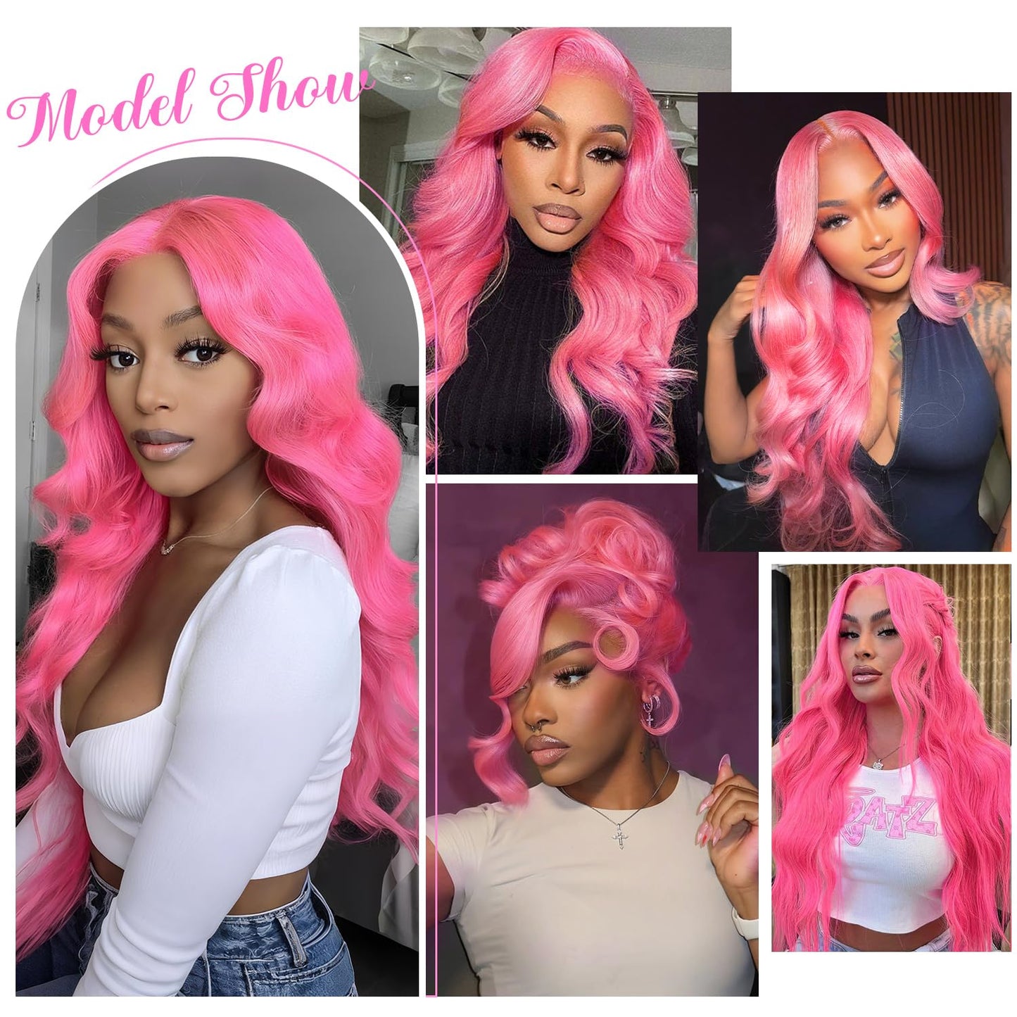 Pink 13x6 Lace Front Wigs Human Hair 200 Density HD Wear and Go Glueless Body Wave Lace Front Wigs Human Hair Pre Plucked Pre Cut Frontal Body Wave Wig for Women 30 Inch