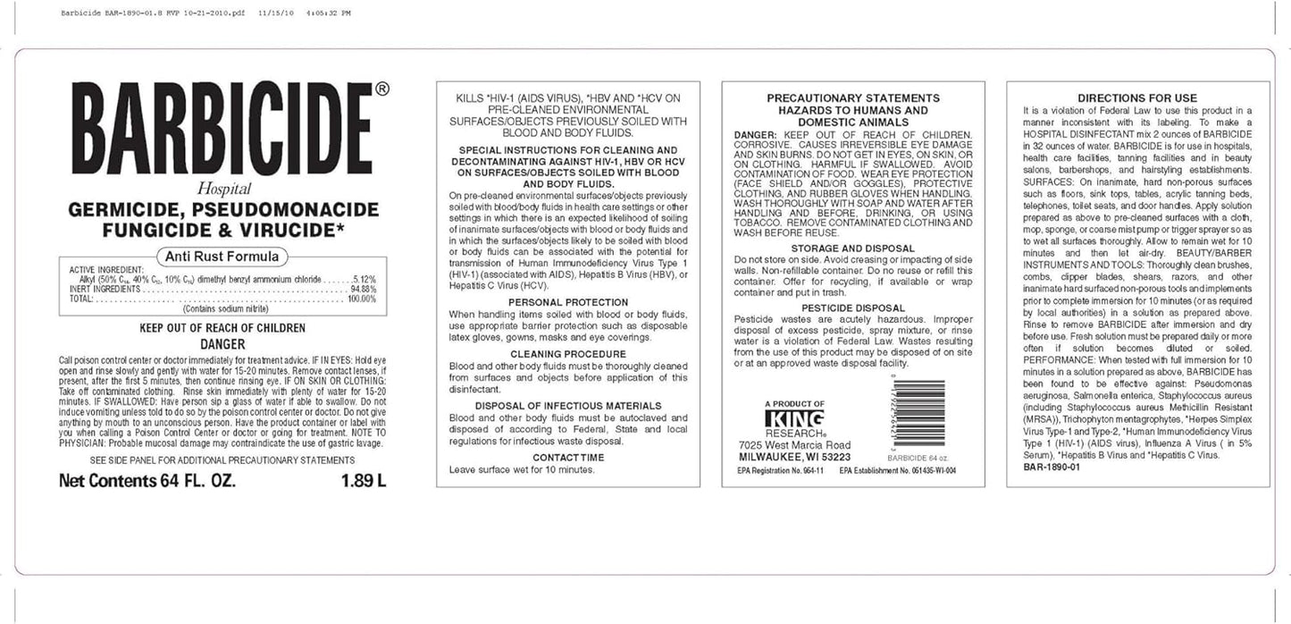 BARBICIDE Disinfectant Concentrate, 64 Oz (2 Bottles)
