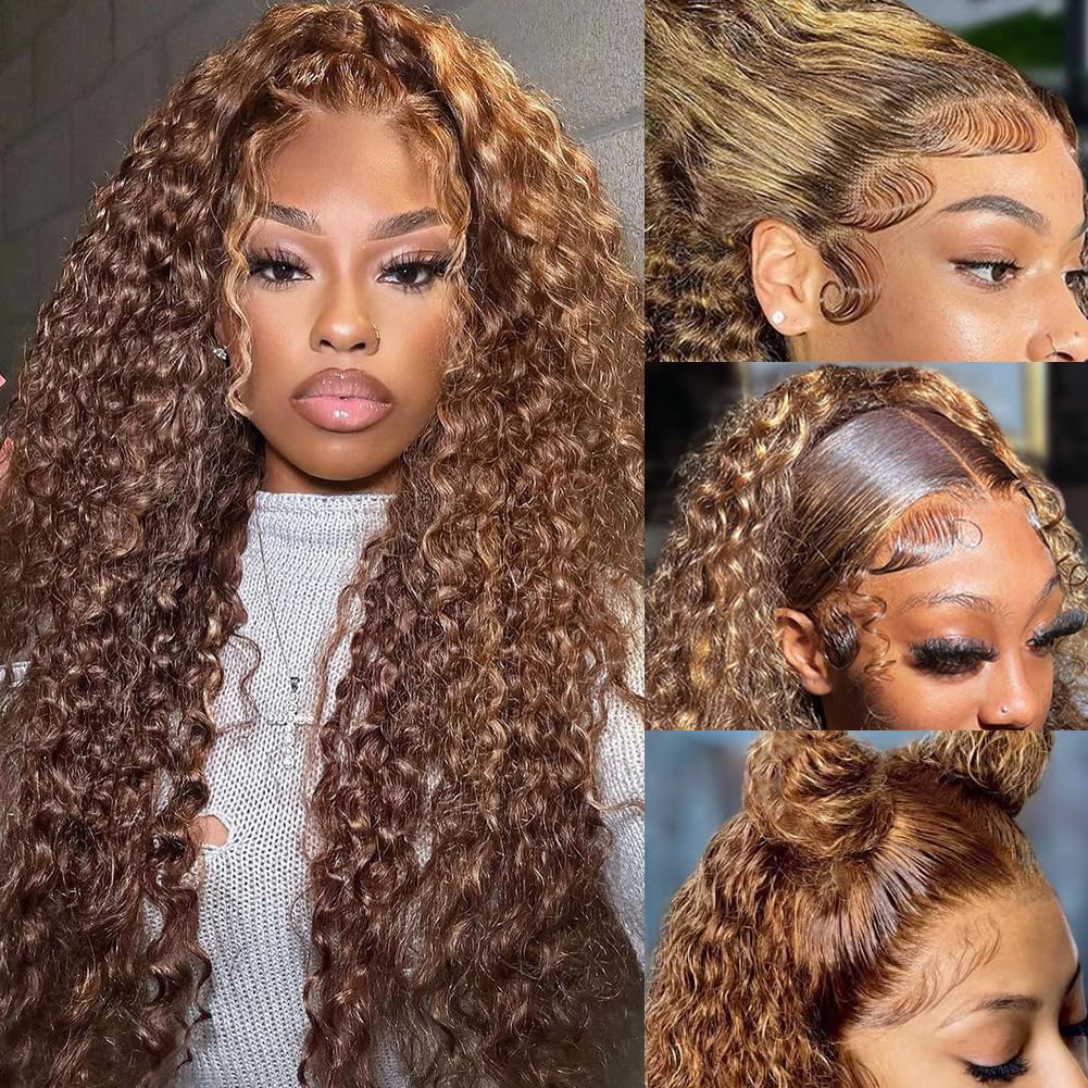 bangjazz 13x4 Deep Wave Lace Front Wigs Human Hair 180% Density Deep Wave Frontal Wigs Human Hair HD Lace 26 Inch Curly Wigs for Black Women Pre Plucked with Baby Hair Curly Lace Front Wig