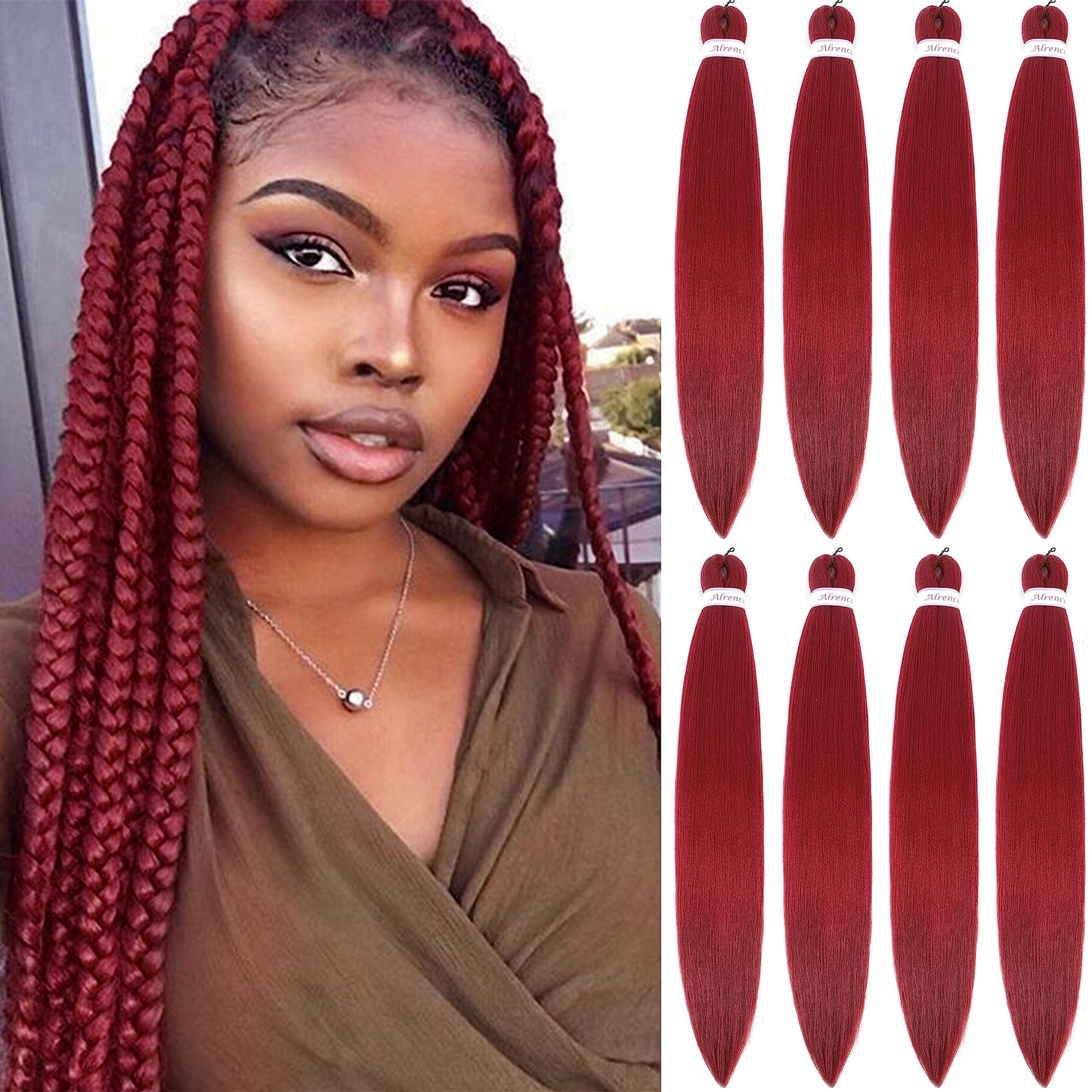 Alrence Pre Stretched Braiding Hair Long Braid 30 Inch 8 Packs Professional Braiding Hair Extensions Synthetic Crochet Twist Braids (30 Inch, 1B#)