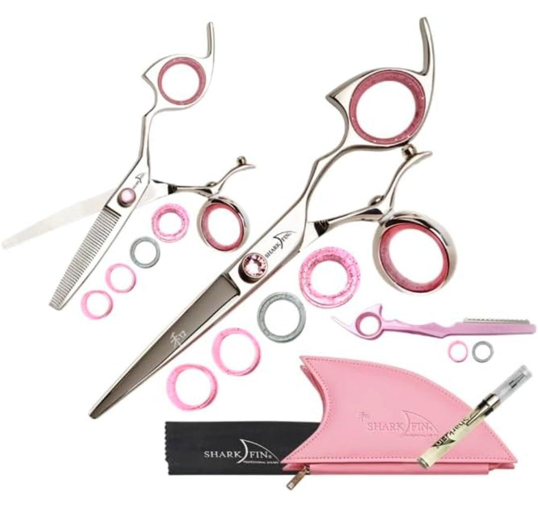 Sharkfin Breast Cancer Awareness Swivel Stainless 5.5 Shear & 30T Set Right Hand